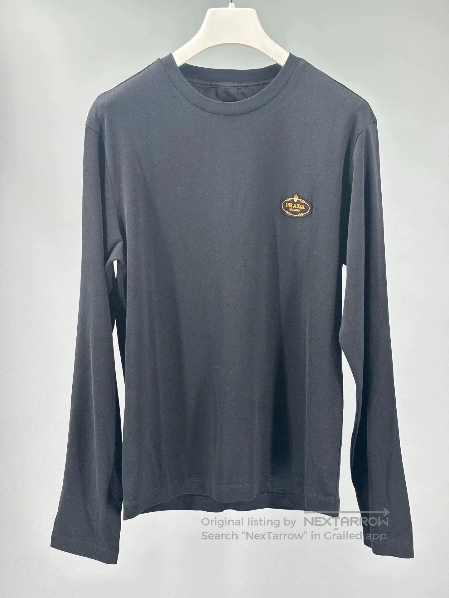 Prada Men's Long Sleeve T-Shirt with Embroidery.