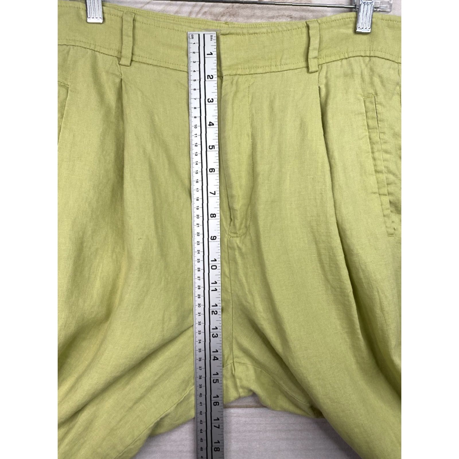 Everlane Everlane Green Linen Wide-Leg Pants Womens 12 Casual Beachy High Rise Pockets Paperbag Vintage? Size 34" / US 12 / IT 48 - 4 Thumbnail