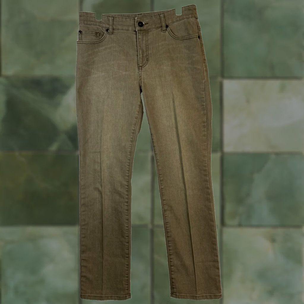 Vintage Chico's Platinum Jeans Women's XS Tan Stretch Whiskered Straight Leg Denim Size 26" / US 2 / IT 38 - 1 Thumbnail