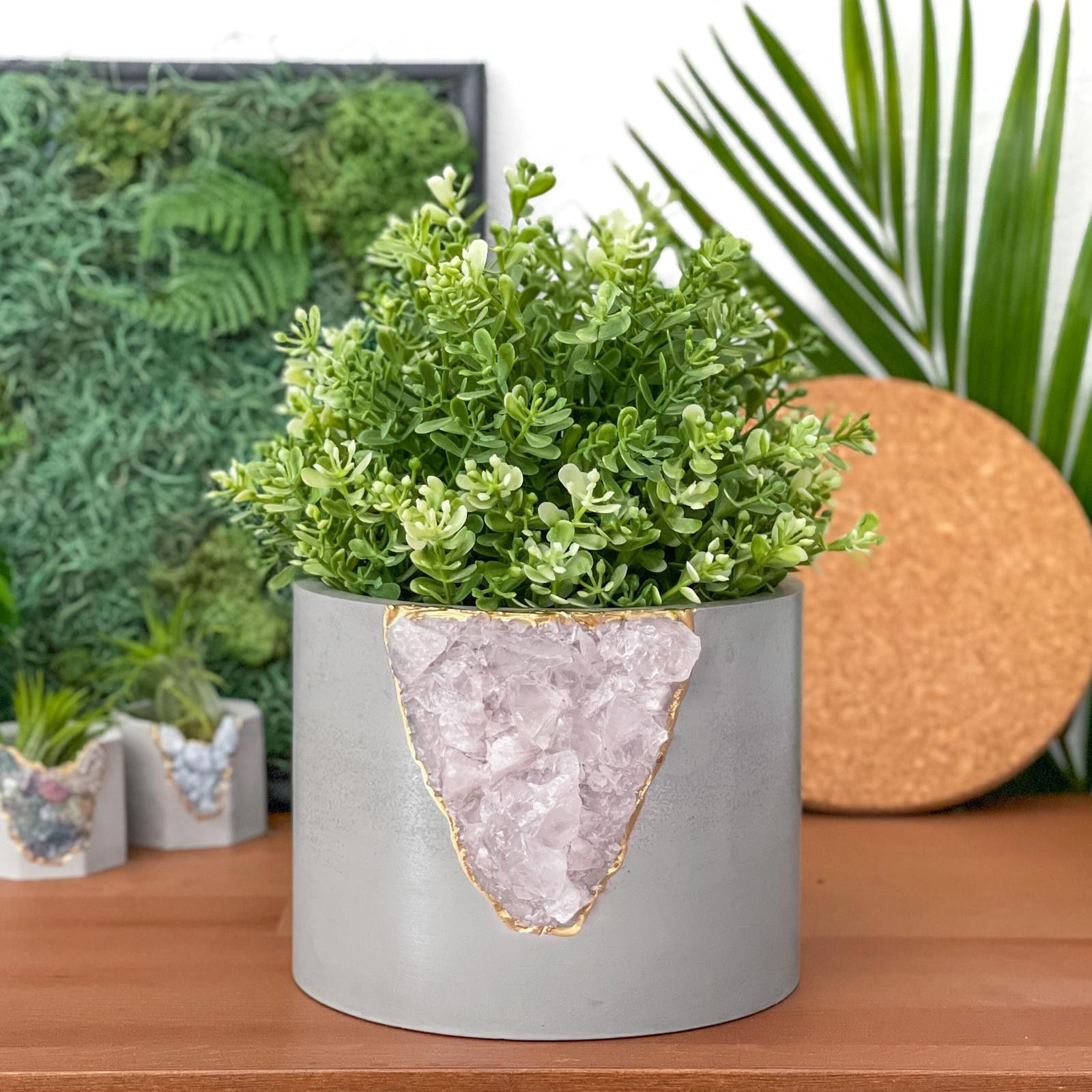 Other Large Rose Quartz Geode Planter Big Crystal Planter Pot GIFT Size ONE SIZE - 5 Thumbnail