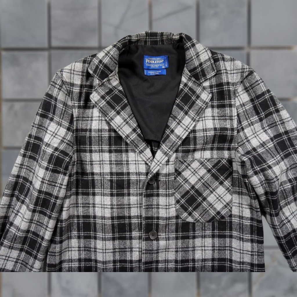 Pendleton Pendleton Blazer Mens Medium Black Gray Wool Jacket Fitted Douglas Tartan Plaid Size 40R - 1 Thumbnail