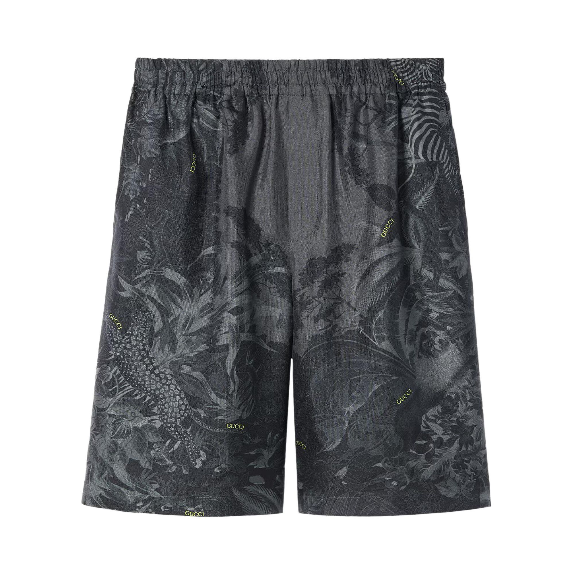 Gucci o1loc1c0925 Flora Fauna Print Silk Shorts in Antracite/Black Size US 30 / EU 46 - 1 Preview