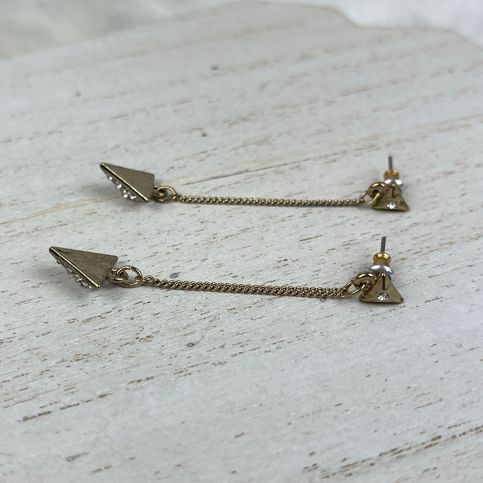 Other Dainty Gold Tone Rhinestone Arrow Dangle Earrings Festival Size ONE SIZE - 15 Thumbnail