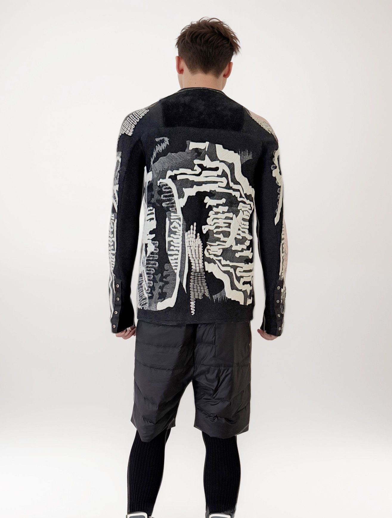 Rick Owens Runway MOODY FW14 Cashmere Embroidered Size US XXS / EU 40 - 3 Thumbnail