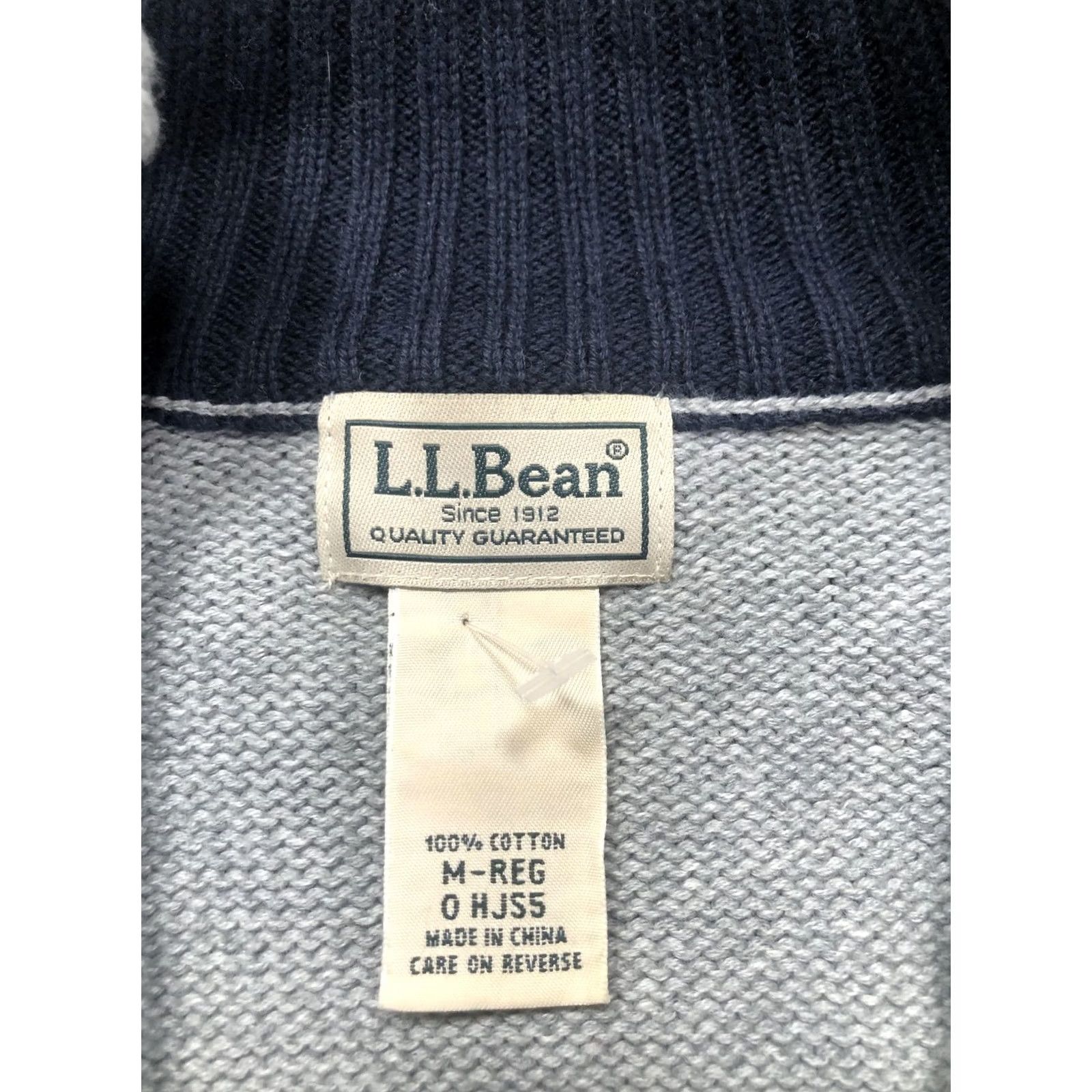 Vintage LL Bean Sweater Mens Medium Gray 100% Cotton Quarter Zip Mock Neck Knit Size US M / EU 48-50 / 2 - 7 Thumbnail