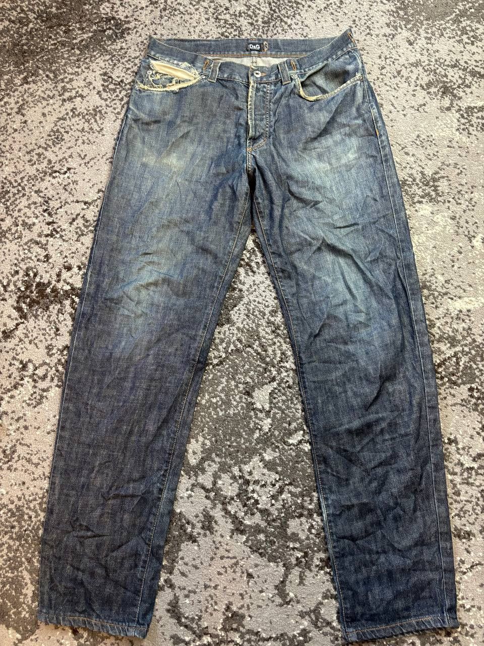Dolce & Gabbana × Vintage Vintage Y2K Dolce & Gabbana Denim Distressed Faded Patch Pan Size US 32 / EU 48 - 1 Thumbnail