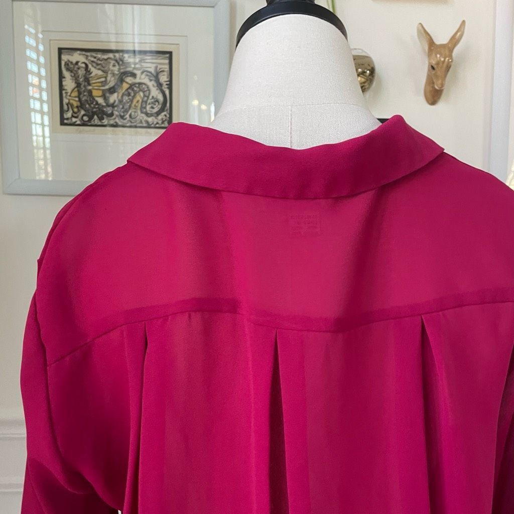 Vintage Vintage Elite Cranberry Polyester Voile Blouse Back Pleated Size L / US 10 / IT 46 - 5 Thumbnail