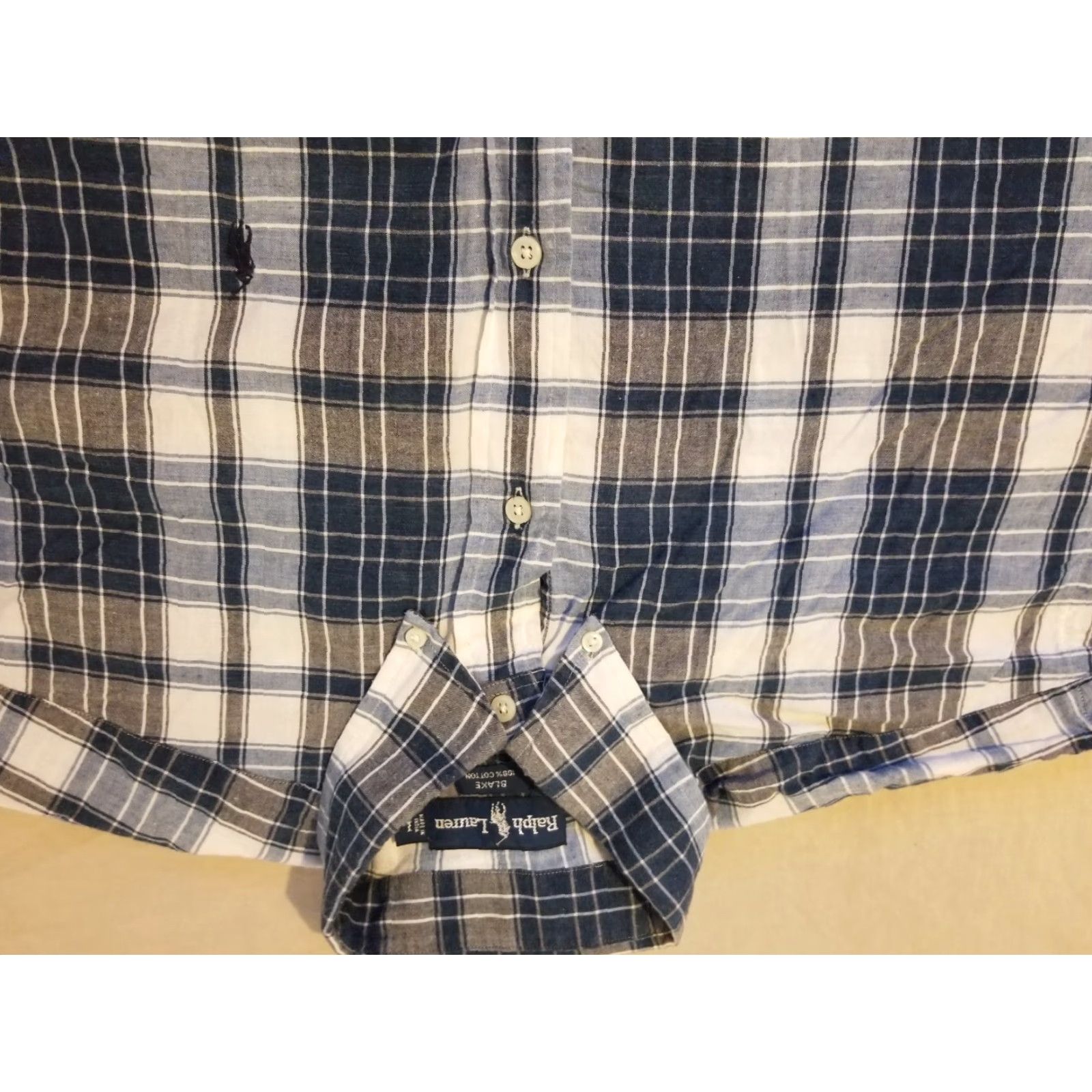 Polo Ralph Lauren Polo Ralph Lauren Shirt Mens Button-Up Plaid Dress Blue L Short Sleeve Size 42R - 2 Thumbnail
