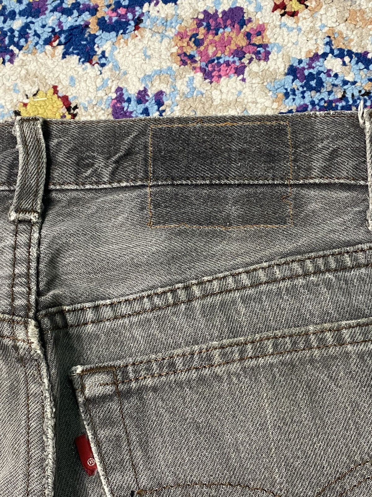Levi's × Vintage 1989 Red Bat Wing 501 Levis Strauss Slim Straight Grey Jeans Size US 30 / EU 46 - 6 Thumbnail