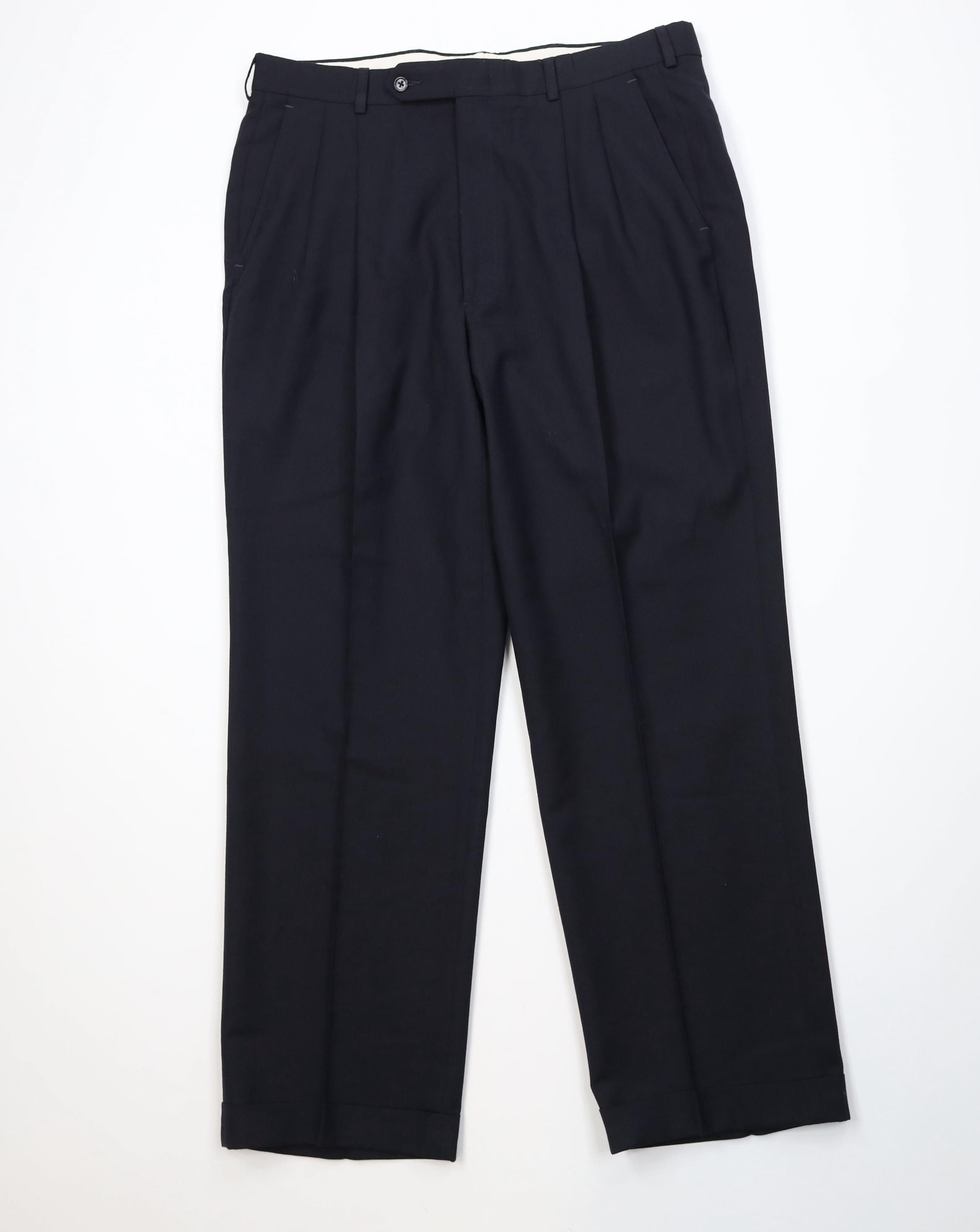 Vintage Vintage 70s Streetwear Knit Wide Leg Chino Pants Navy Blue Size US 36 / EU 52 - 1 Thumbnail