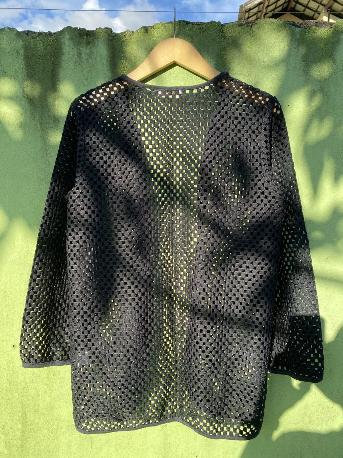Japanese Brand Pour Quoi Sheer Black Mesh Cardigan Open Weave Layering Top Size US L / EU 52-54 / 3 - 8 Thumbnail