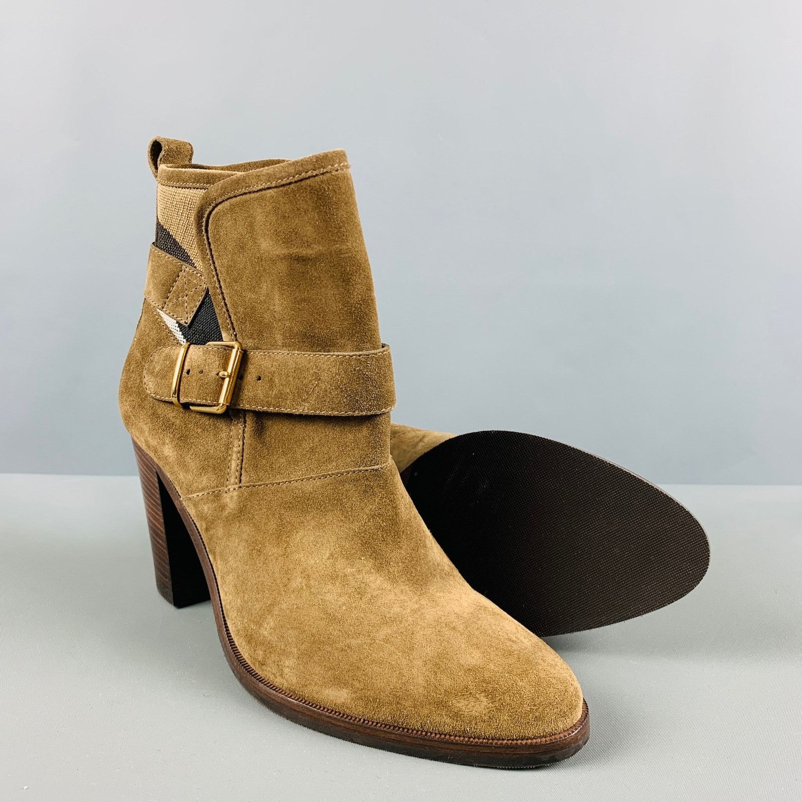 Burberry BURBERRY Size 11 Brown Suede Chunky heel Boots Size US 11 / IT 41 - 5 Thumbnail