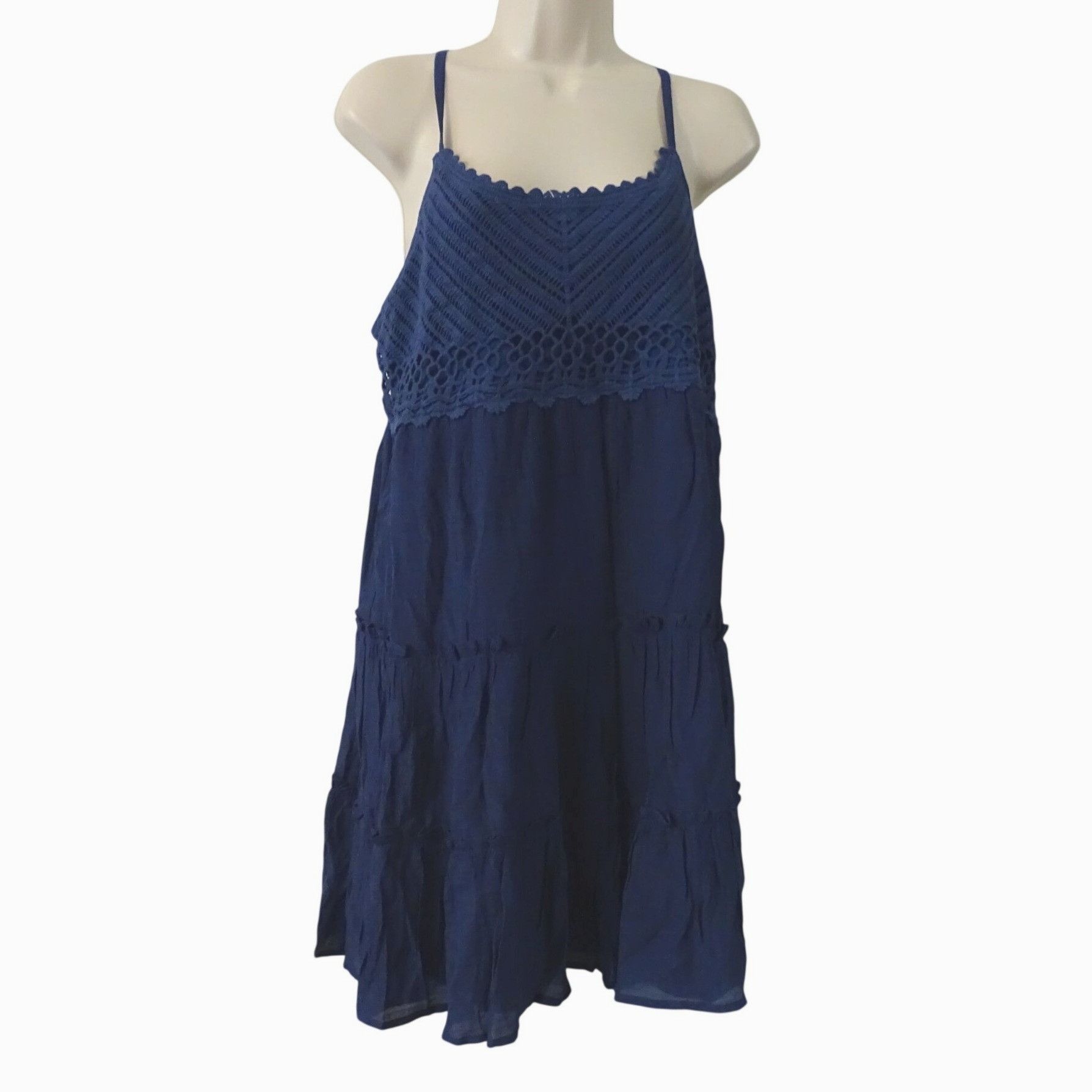 Other The General Good Alyssa Crochet Navy Babydoll Tiered Dress Size XL / US 12-14 / IT 48-50 - 1 Thumbnail