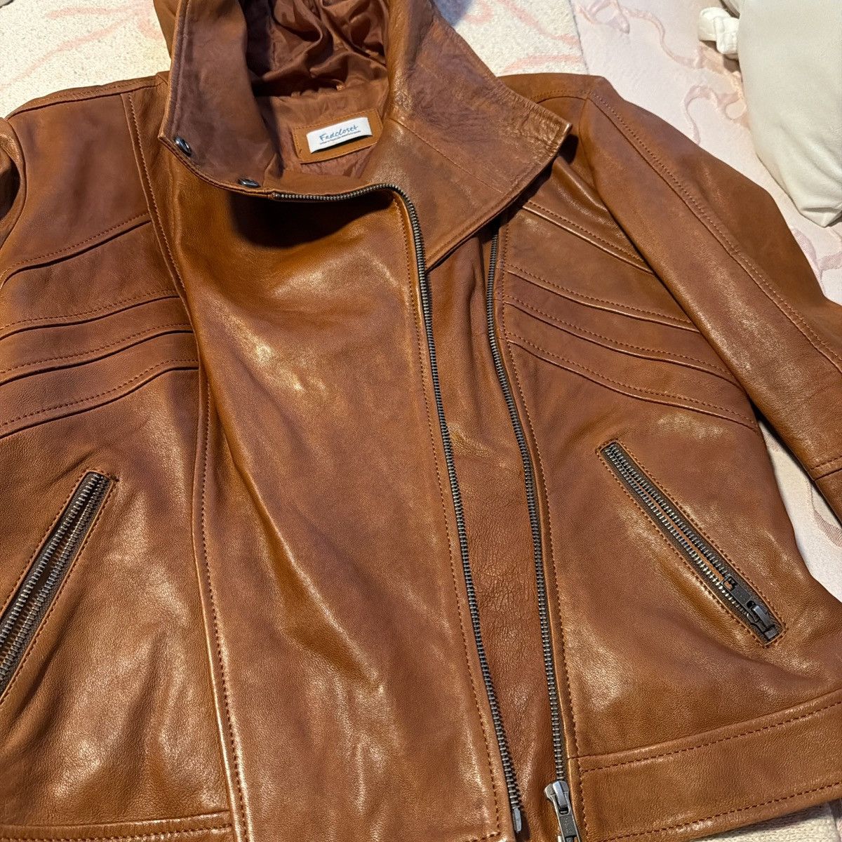 Other Closet Cognac Leather Moto Jacket - Brown Size XL / US 12-14 / IT 48-50 - 9 Thumbnail