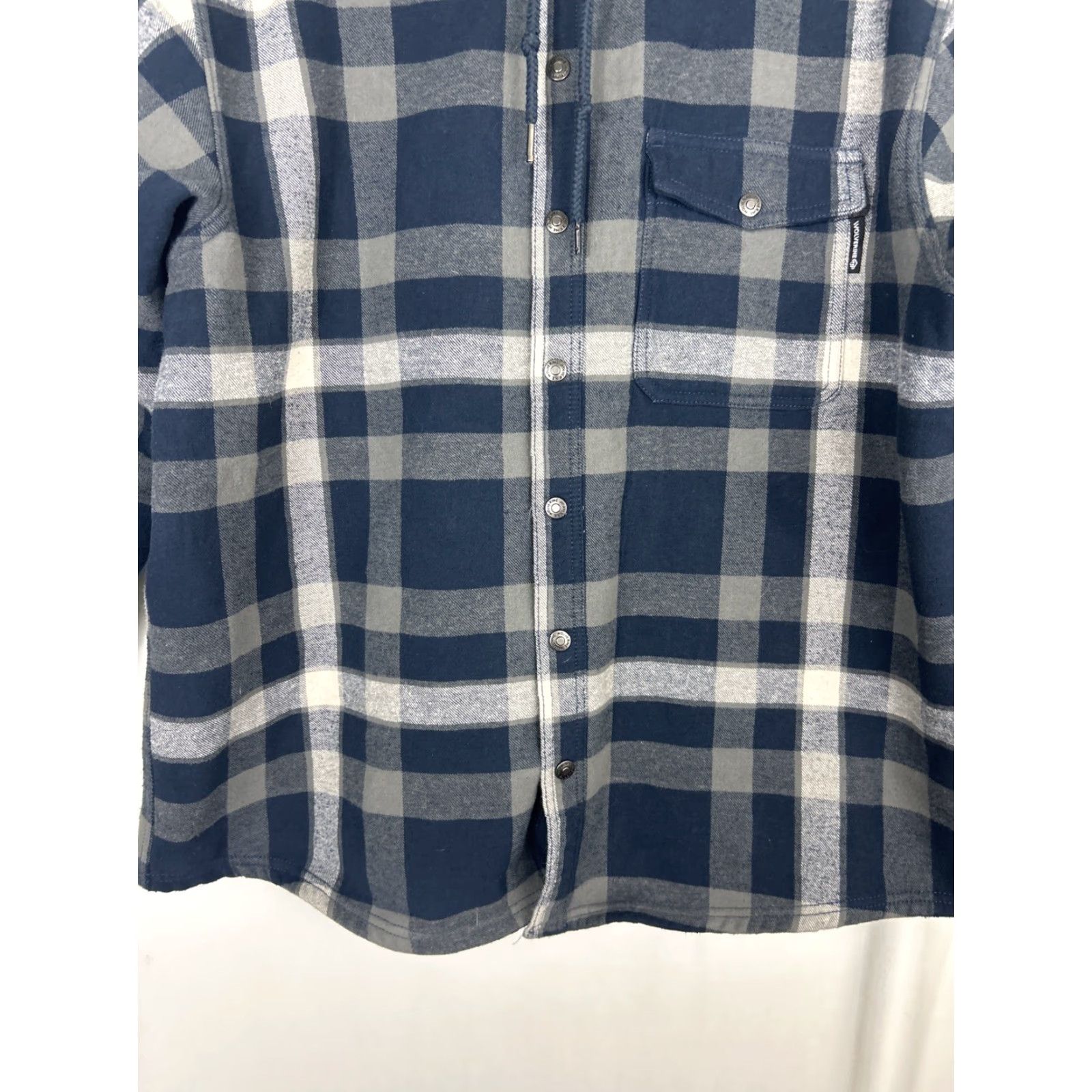 CLOSED Wolverine Mens Jacket XL Snap Close Flannel Hooded w/ Fleece Lining Blue Plaid Jacket Size US XL / EU 56 / 4 - 5 Thumbnail
