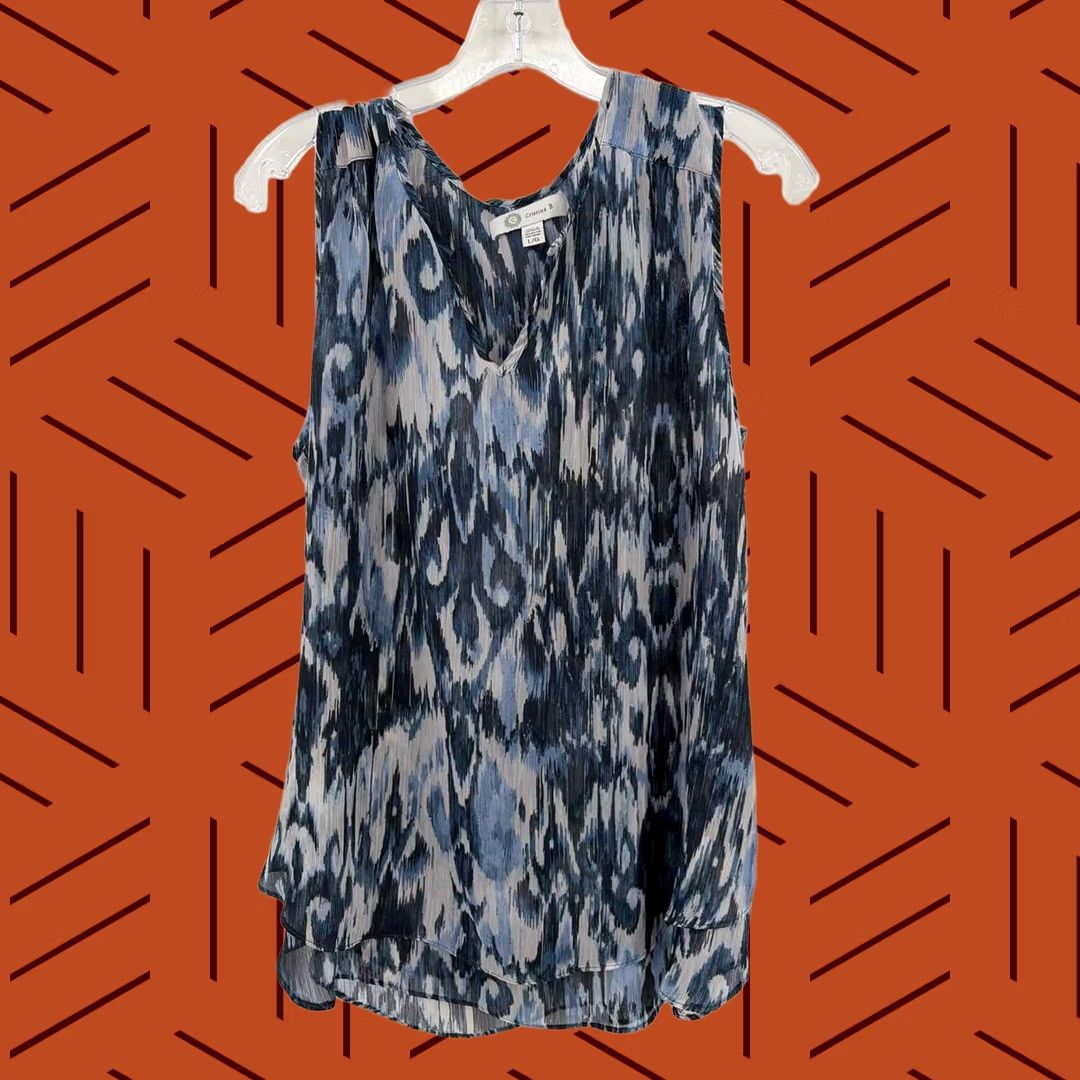 Vintage Cristina B Blue Tank Top Large Size L / US 10 / IT 46 - 1 Thumbnail