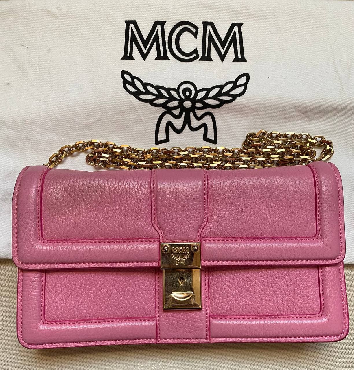 MCM × Vintage 📌 Rare MCM Leather Handbag Shoulder Bag Clutch Bag pink Size ONE SIZE - 1 Thumbnail