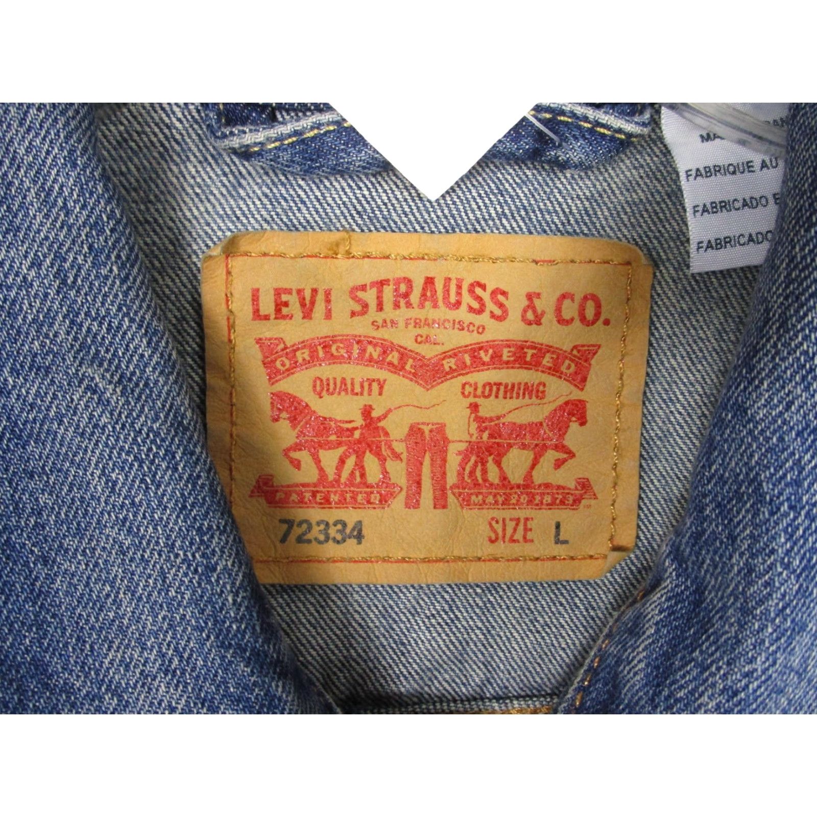 Levi's VINTAGE Levi's Denim Jacket Mens Large Blue Distressed Button Front 72334-0140 Size US L / EU 52-54 / 3 - 4 Thumbnail
