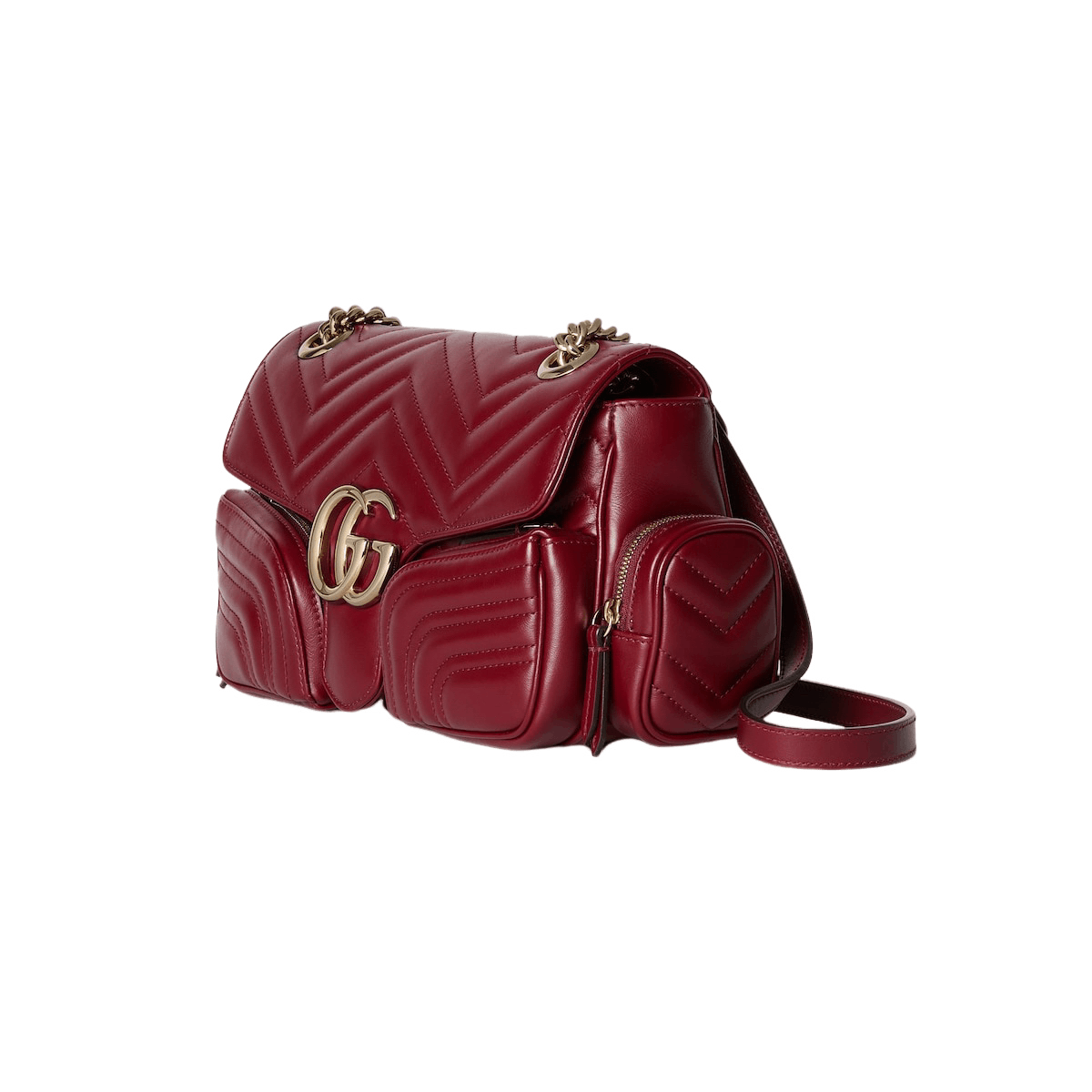 Gucci GUCCI GG Marmont Medium Red Leather Shoulder Bag Size ONE SIZE - 2 Thumbnail