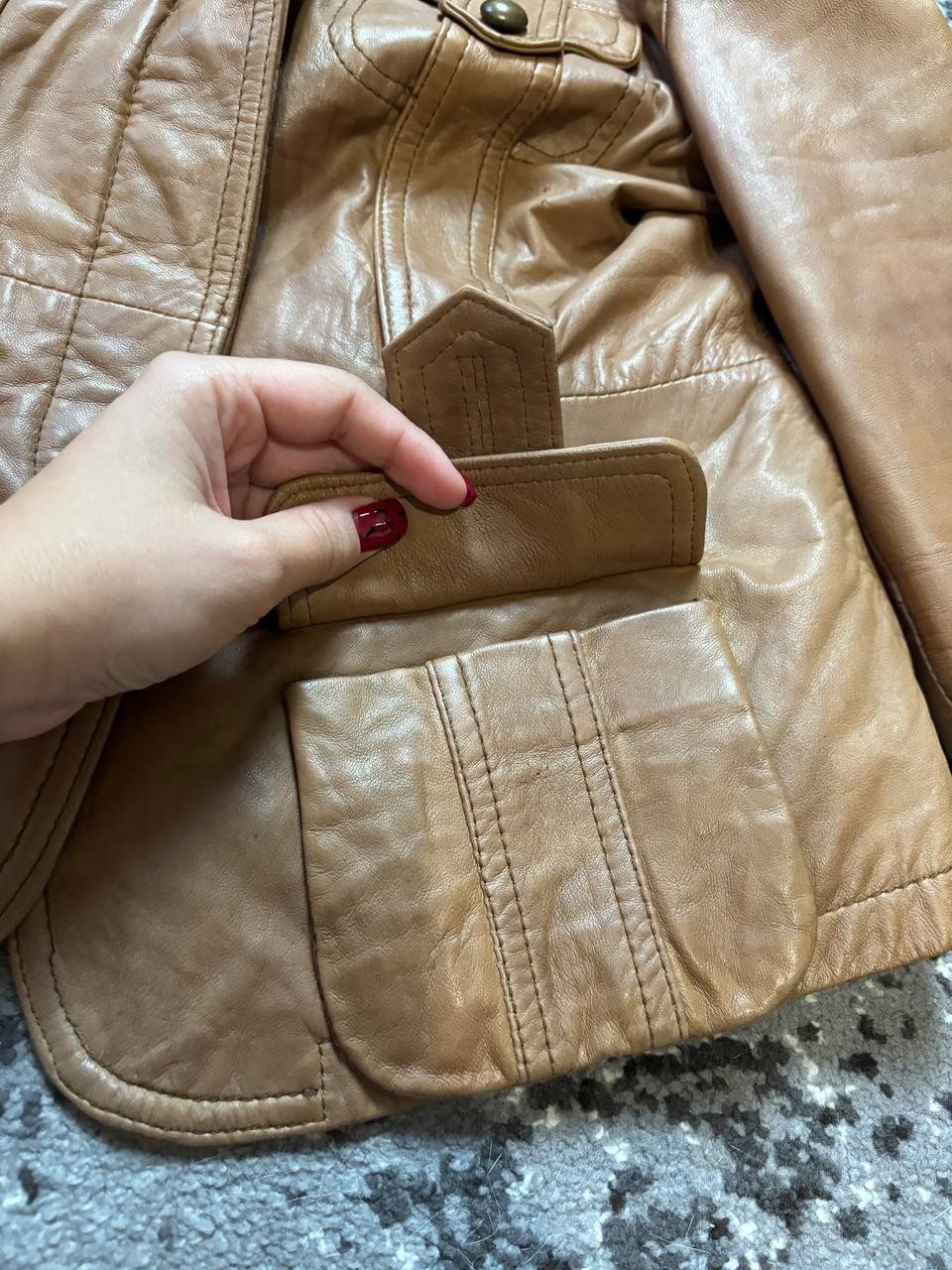 Vintage Vintage Y2K Helium Caramel Leather Avantgarde Pocket Jacket Size XL / US 12-14 / IT 48-50 - 8 Thumbnail