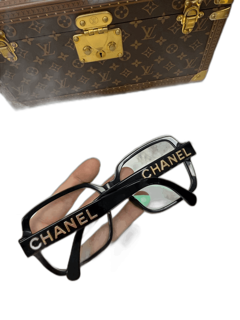 Chanel Chanel Black Logo Sunglasses with Gold Accents Size ONE SIZE - 1 Thumbnail