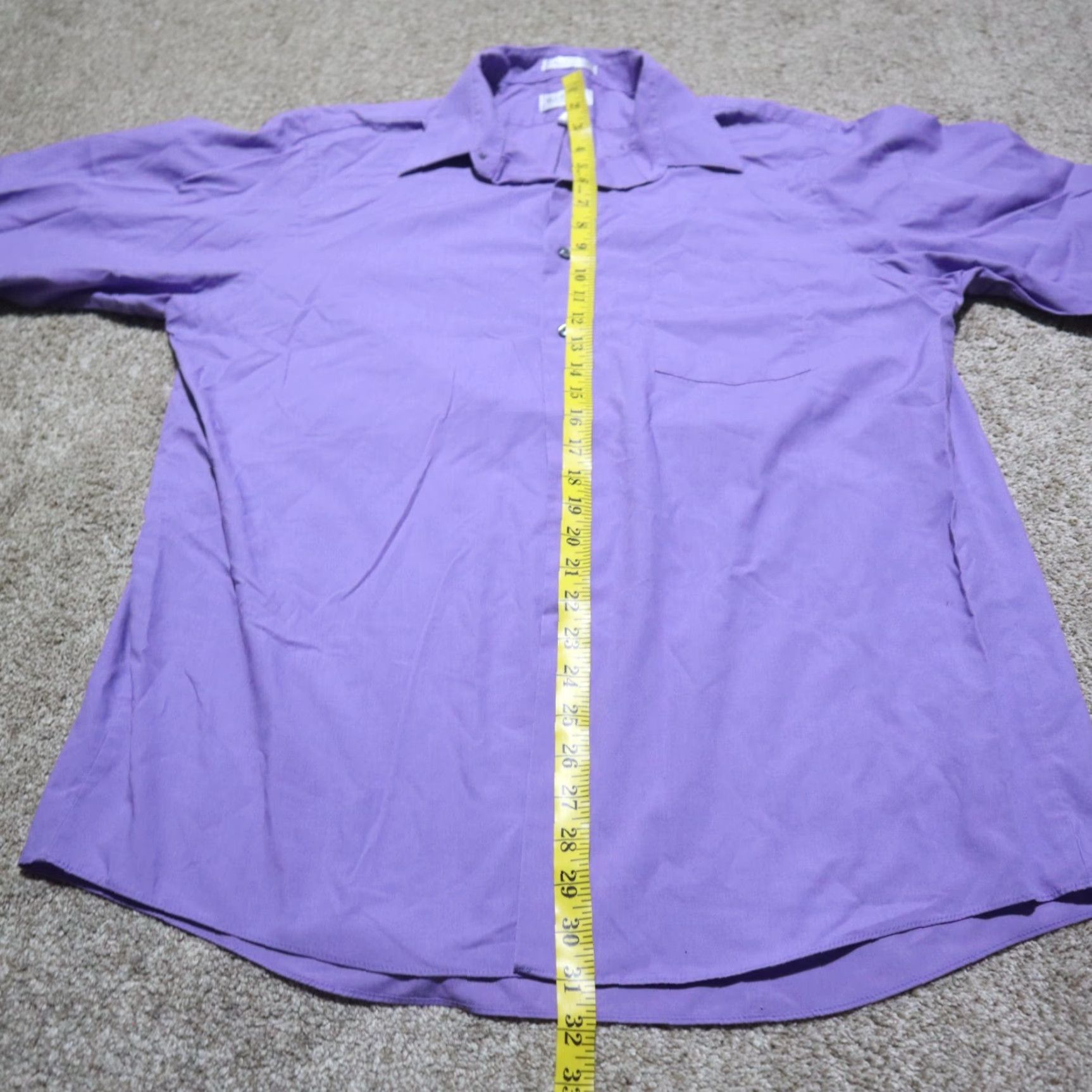 Van Heusen Van Heusen Shirt Button-Up Adult Men 17 Purple Long Sleeve Solid Cotton Blend 17 34/35 Size US XL / EU 56 / 4 - 6 Thumbnail