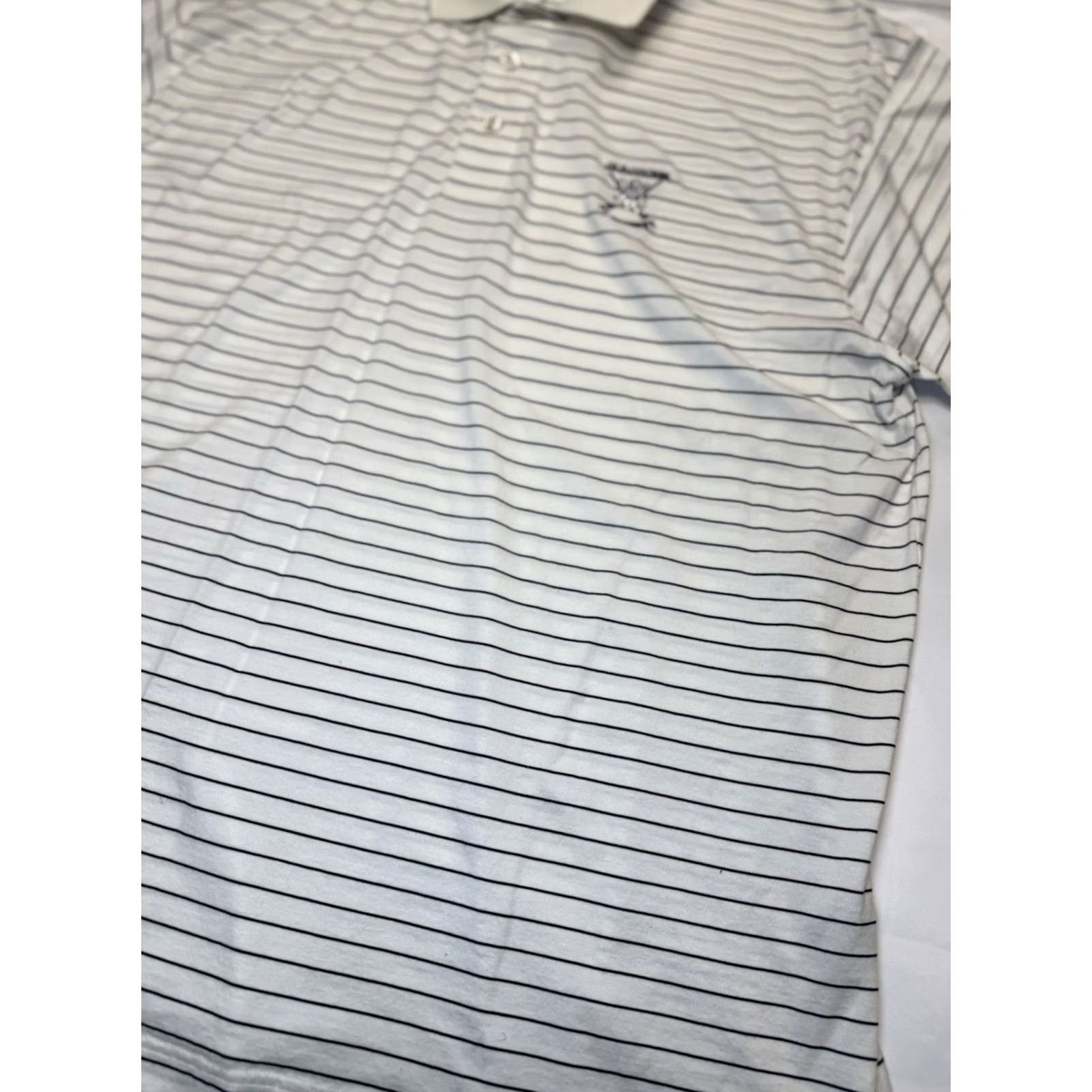 Vintage VINTAGE Cutting Green Old Course St Andrews Polo Shirt XL Regular Men White Black Striped Short Sleeve Cotton Polo Mens Size US XL / EU 56 / 4 - 2 Thumbnail