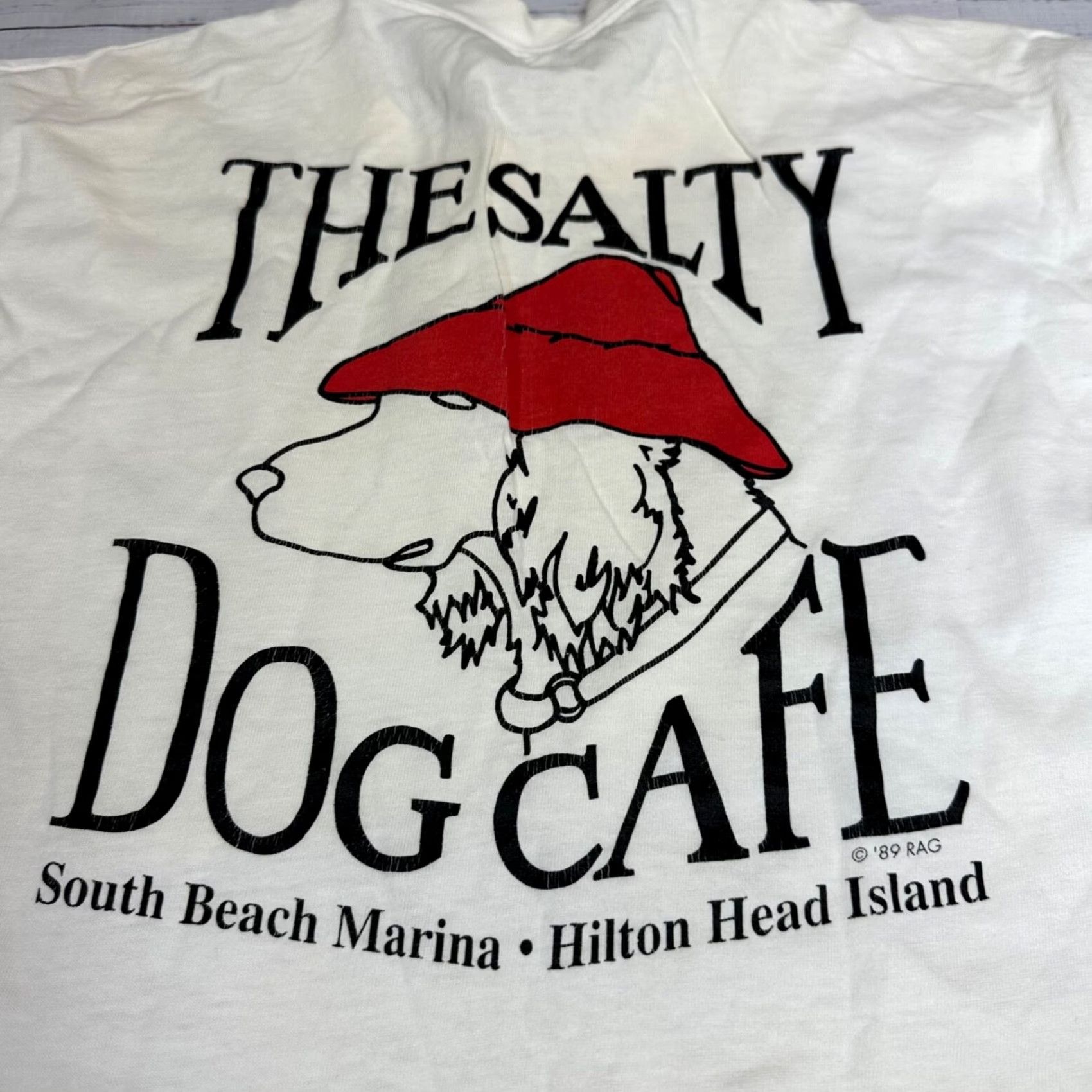 Hanes Vintage The Salty Dog Cafe Womens Short Sleeve T-Shirt Sz M White Crew Neck Size M / US 6-8 / IT 42-44 - 6 Thumbnail