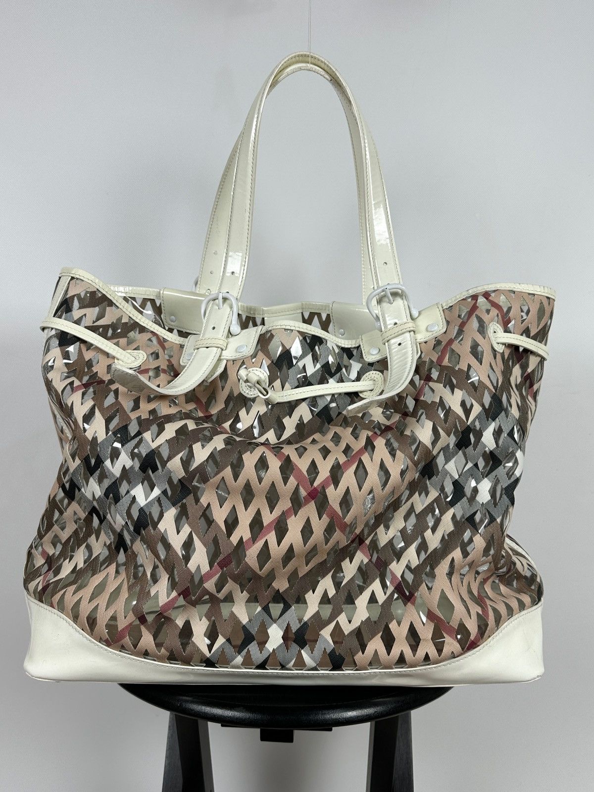 Burberry Vintage Burberry Supernova Check Net Bucket PVC Shoulder Bag Size ONE SIZE - 3 Thumbnail