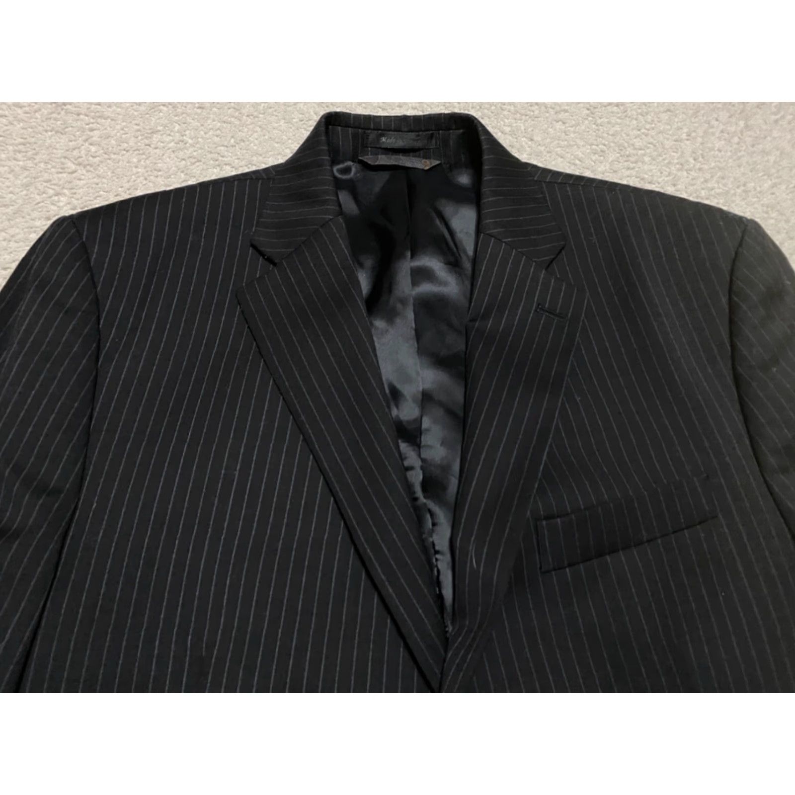 Ralph Lauren Lauren Ralph Lauren Blazer Mens 44 Long Wool Black Striped Two-Button Single-Breasted Jacket Shirt Size US XXL / EU 58 / 5 - 3 Thumbnail
