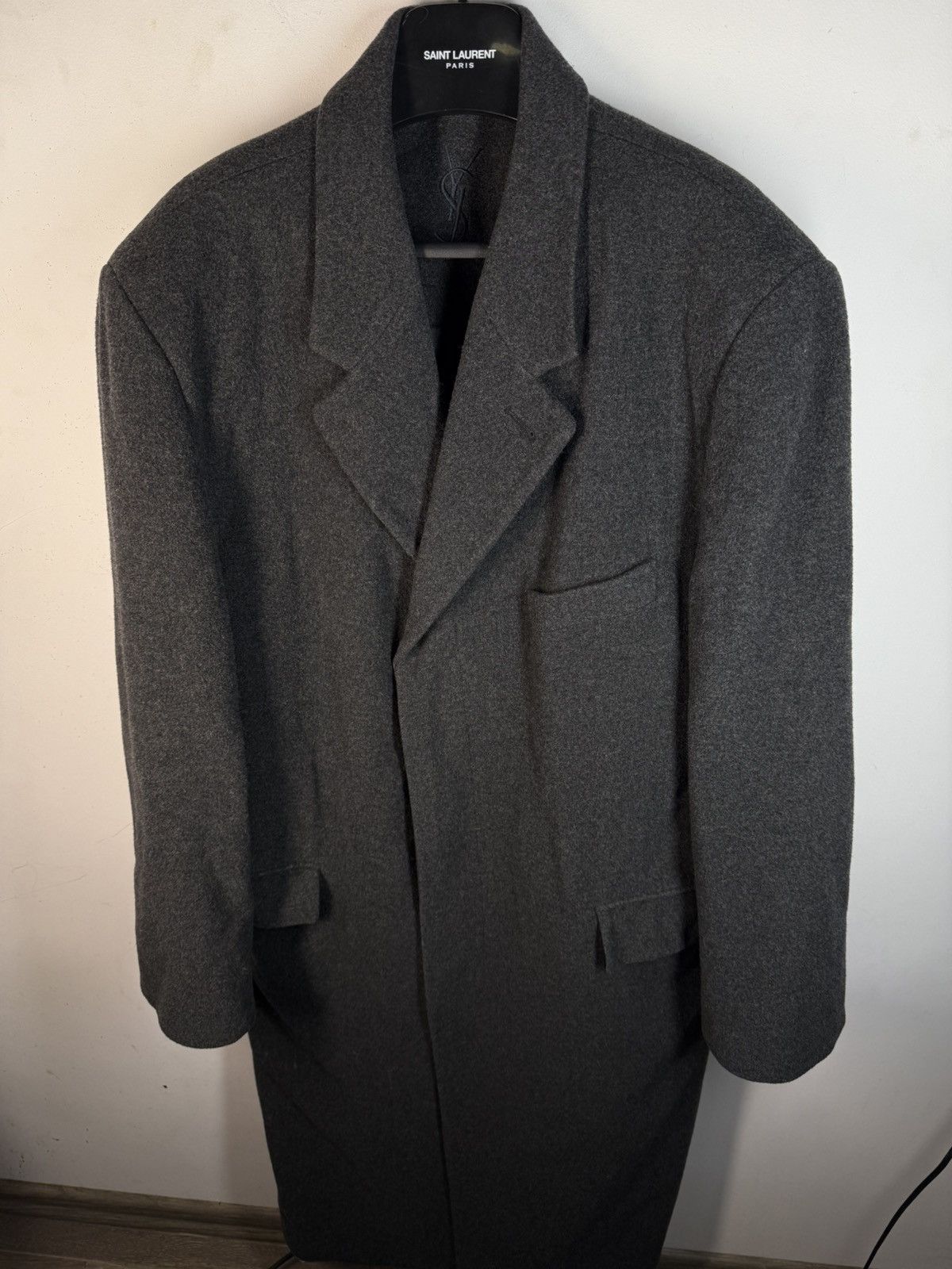 Yves Saint Laurent Grey Wool YSL Coat Heavy Soft Long Size US L / EU 52-54 / 3 - 17 Thumbnail