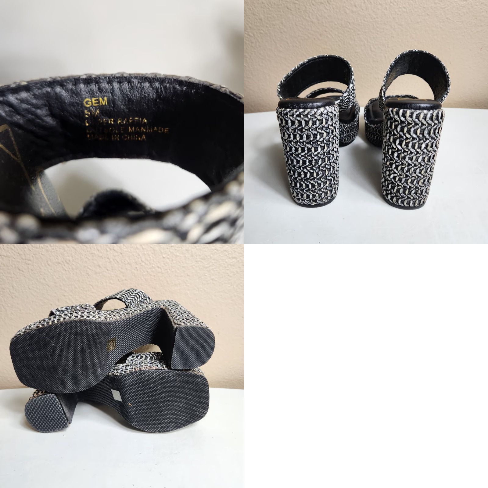 Matisse VINTAGE Beach by Matisse Womens |5| Black/Gray Gem Raffia Open Toe Slip-On Platform Heel Size US 5 / IT 35 - 8 Thumbnail