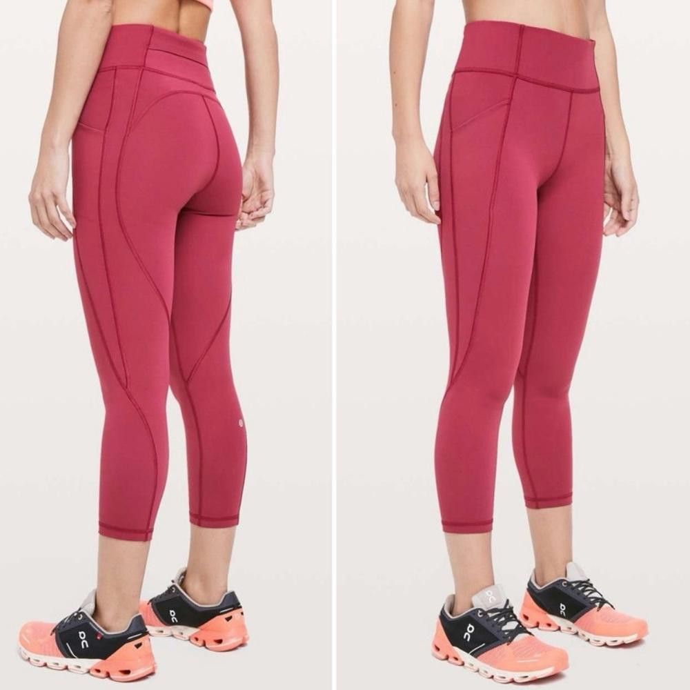 Lululemon Lululemon Time To Sweat Crop Legging Star Ruby Berry Pink 6 Size 28" / US 6 / IT 42 - 2 Thumbnail