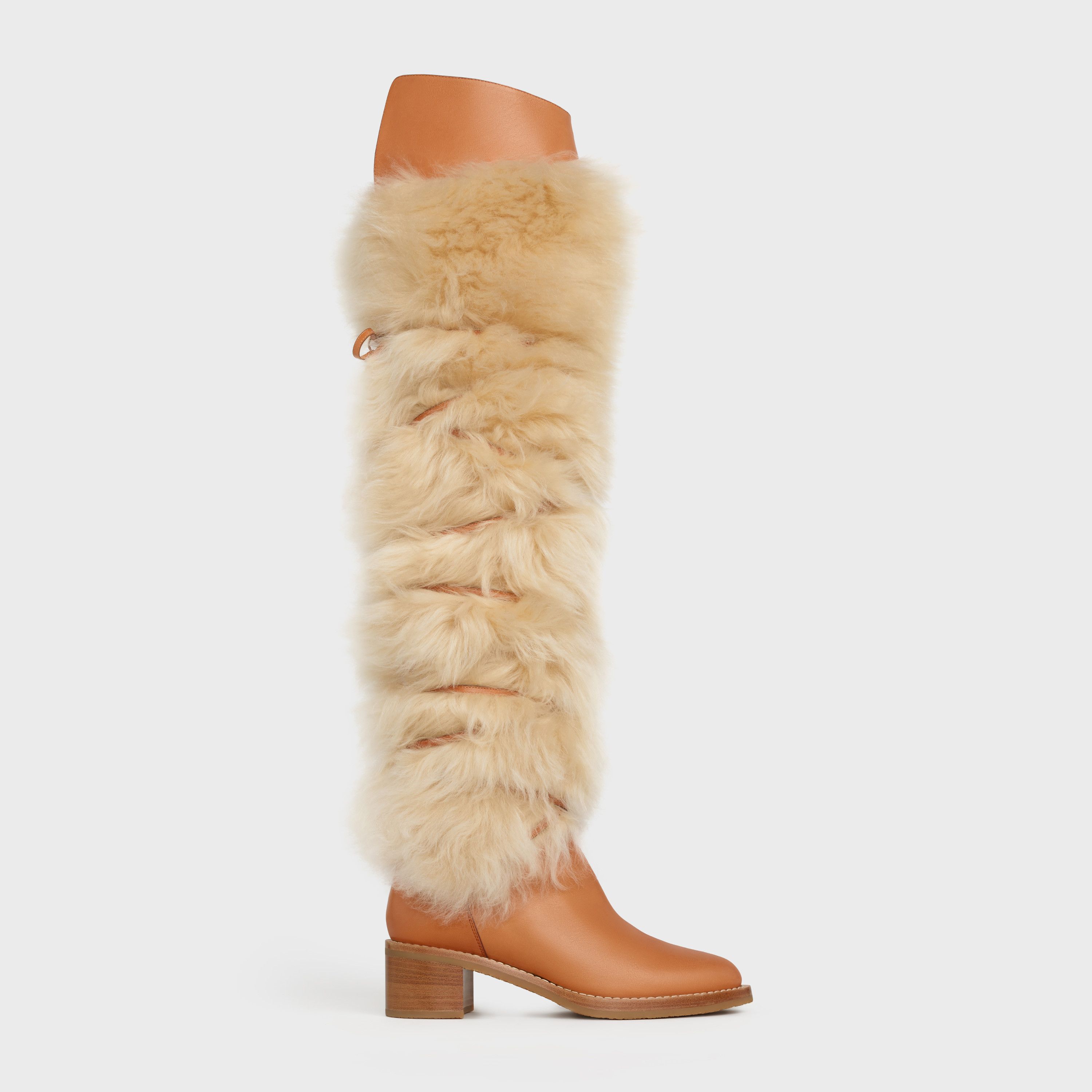 Folco Boots in Lambskin and Fur Tan