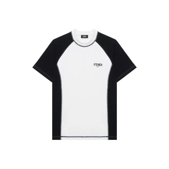 Fendi FENDI Logo Print Colorblock Short Sleeve T-shirt 0079 Size US M / EU 48-50 / 2 - 1 Thumbnail