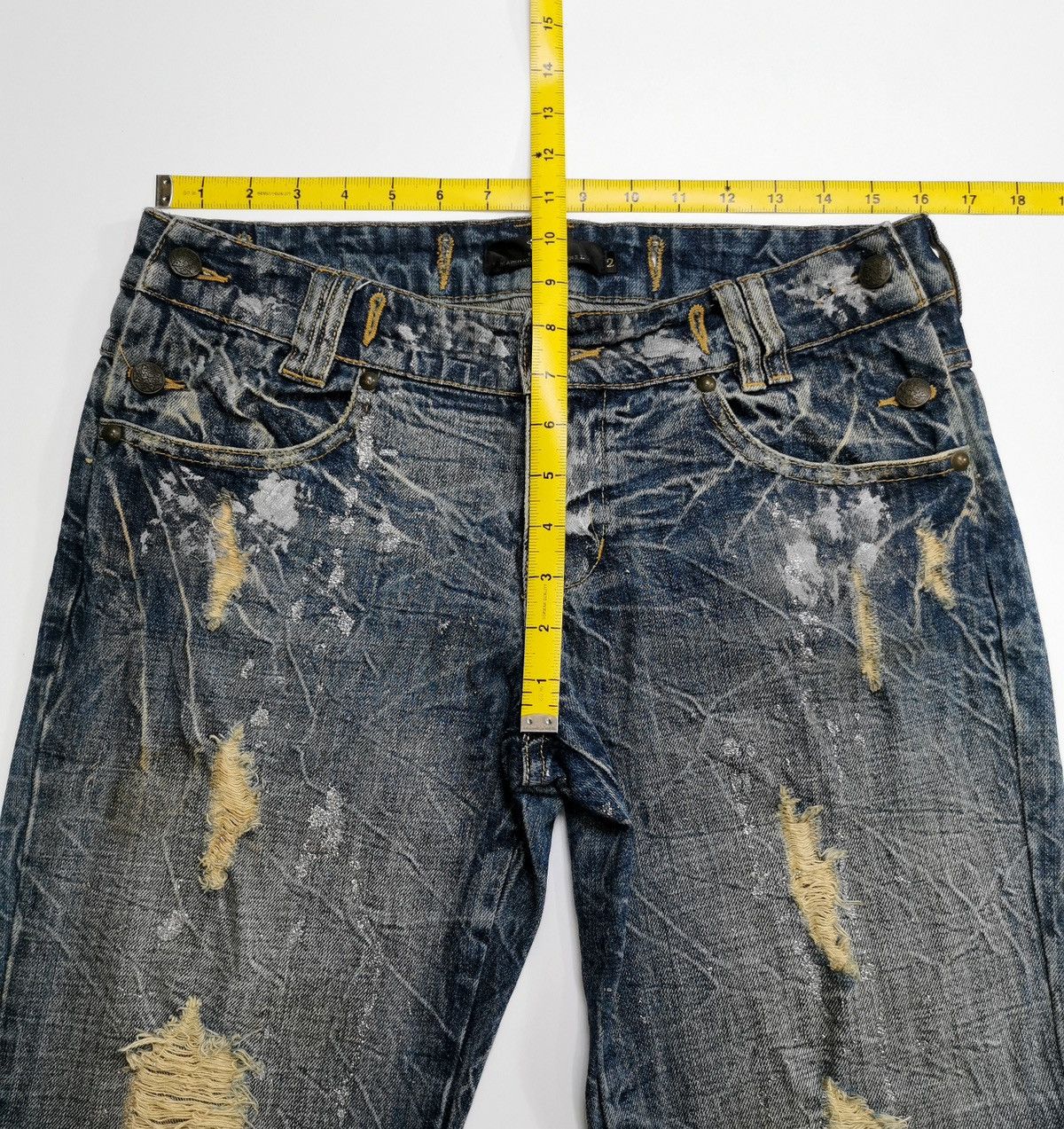Tornado Mart Midas Japan Silver Paint Distressed Denim Jeans Size US 32 / EU 48 - 12 Thumbnail