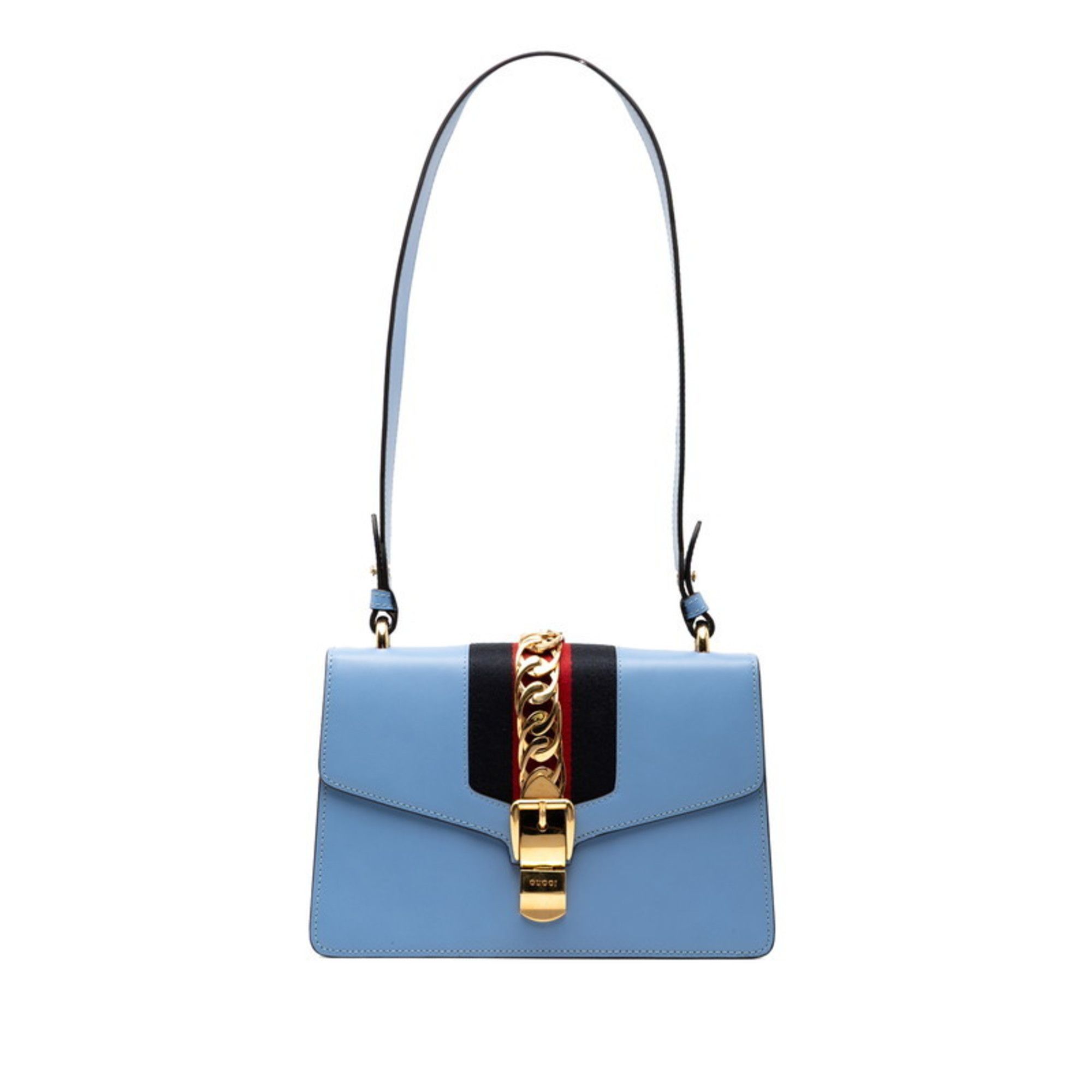 Gucci Gucci Sylvie One-Shoulder Bag 421882 Blue Leather Women's GUCCI Size ONE SIZE - 1 Thumbnail