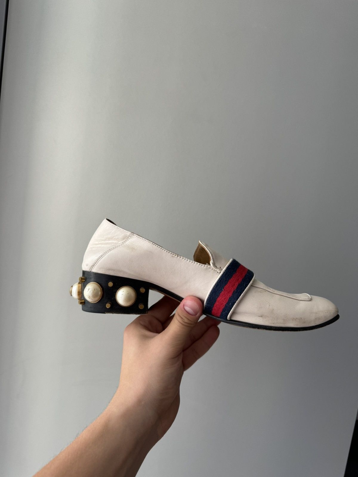 Gucci White Marmont Leather Espadrille Mules with Double G Flats Size US 8 / IT 38 - 11 Thumbnail
