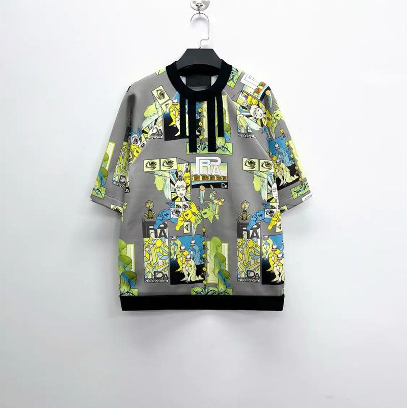 Prada Prada Multicolor Cotton Blend Short Sleeve Sweatshirt Size US S / EU 44-46 / 1 - 1 Thumbnail