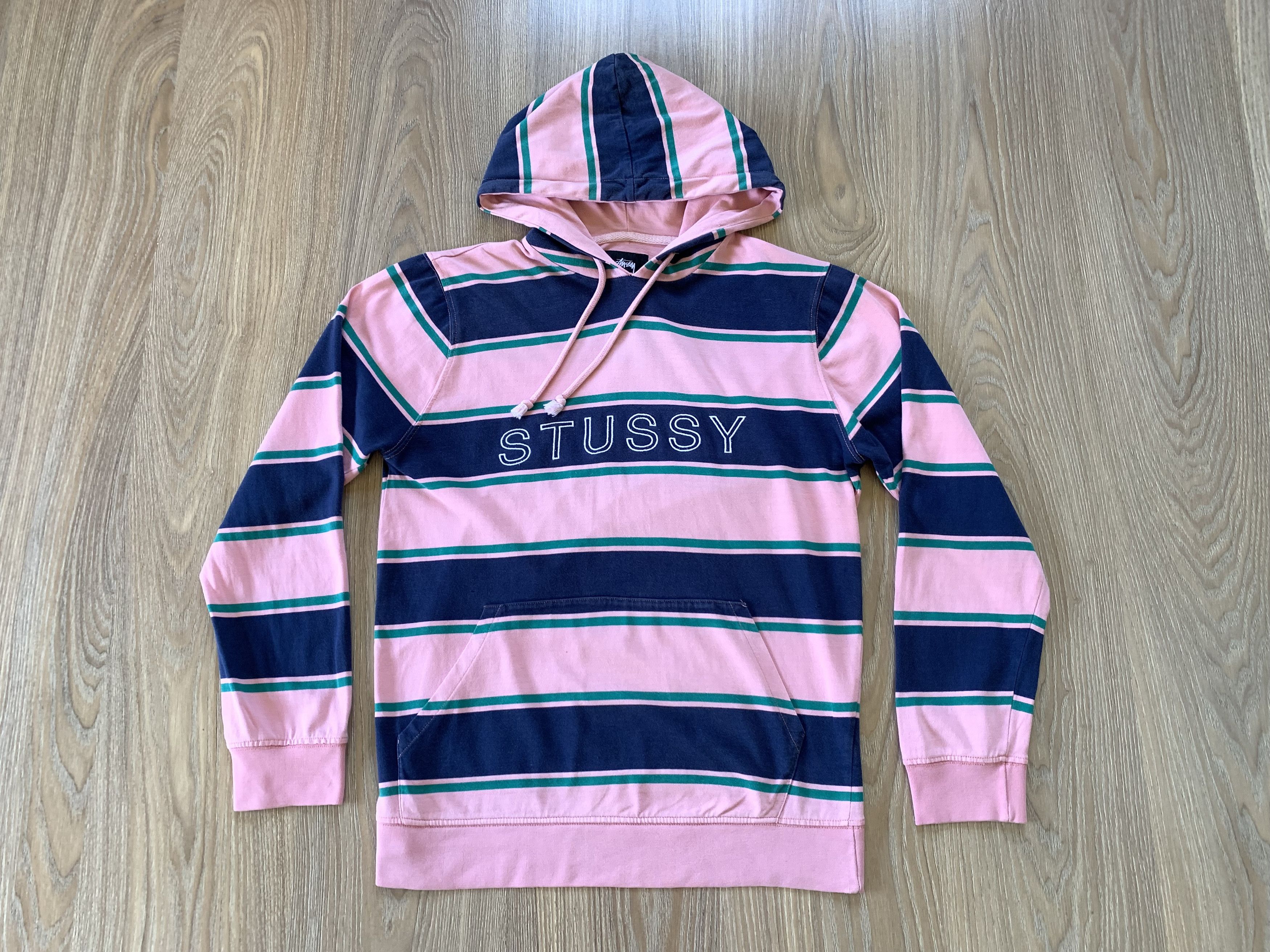Stussy × Vintage Vintage Stussy Striped Hooded Long Sleeve Tee Size US S / EU 44-46 / 1 - 2 Thumbnail