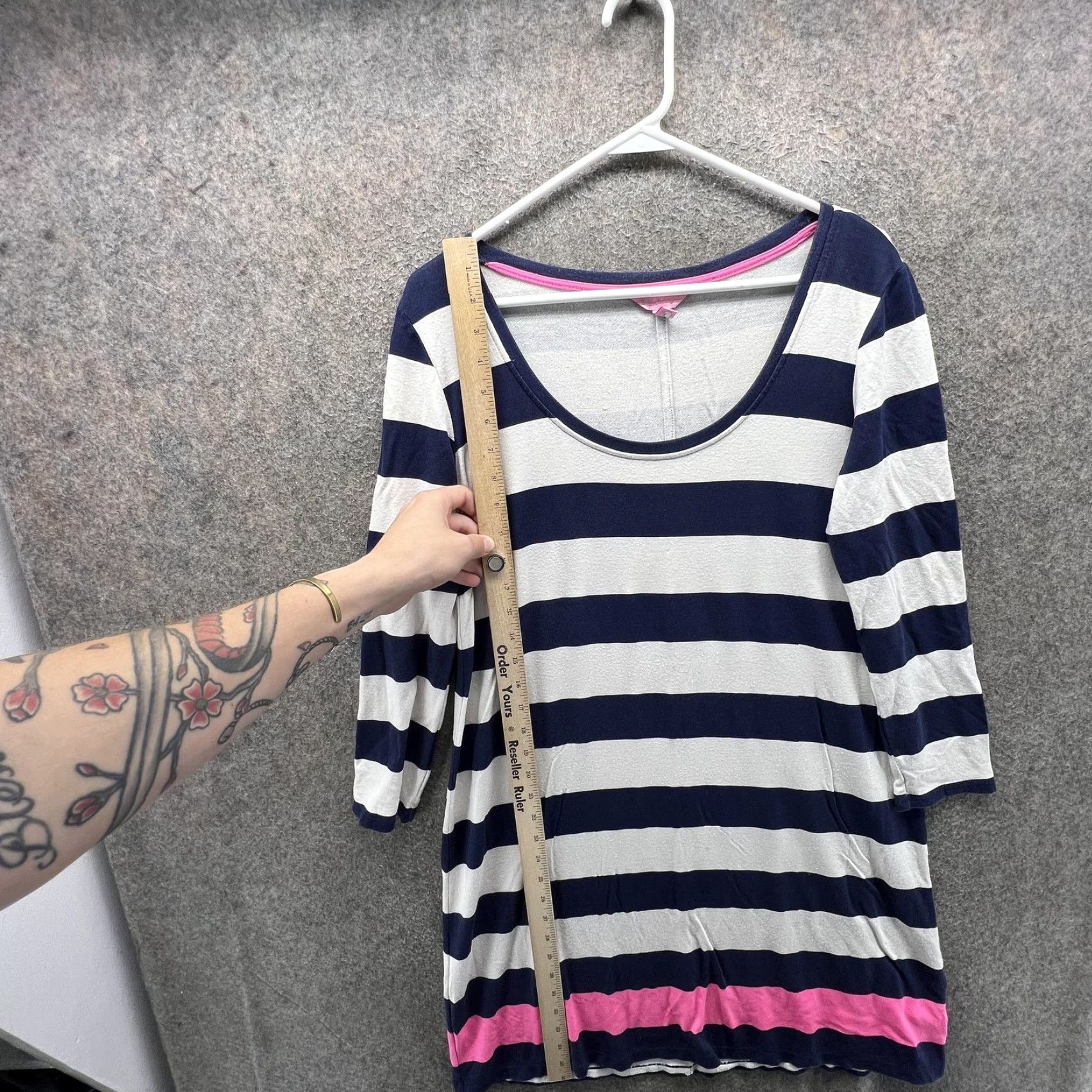 Lilly Pulitzer Lilly Pulitzer Shirt Dress Womens Medium Blue Striped Scoop Neck 3/4 Sleeve 41958 Size M / US 6-8 / IT 42-44 - 5 Thumbnail