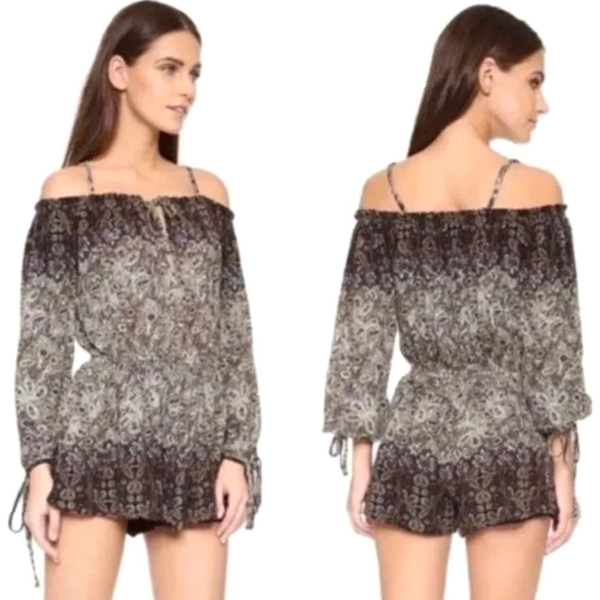 Free People Free People Romper Womens Brown So Divine Smocked Paisley 100% Rayon M Size 32" / US 10 / IT 46 - 2 Thumbnail