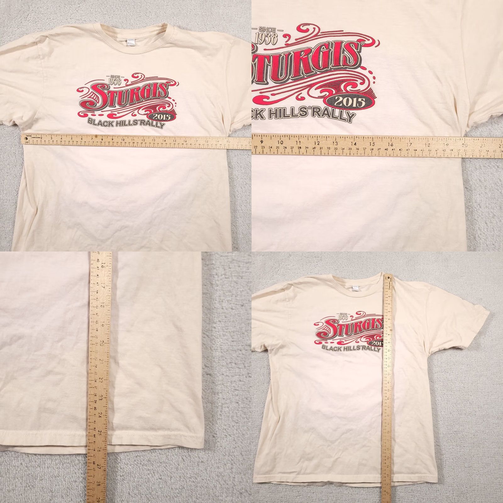 Tultex Sturgis South Dakota Bike Week T-Shirt Men's Large 2015 Rally Motorcycle Grunge Tultex Ivory Cotton Jersey Crew Neck Short Sleeve Vintage No Size US L / EU 52-54 / 3 - 8 Thumbnail