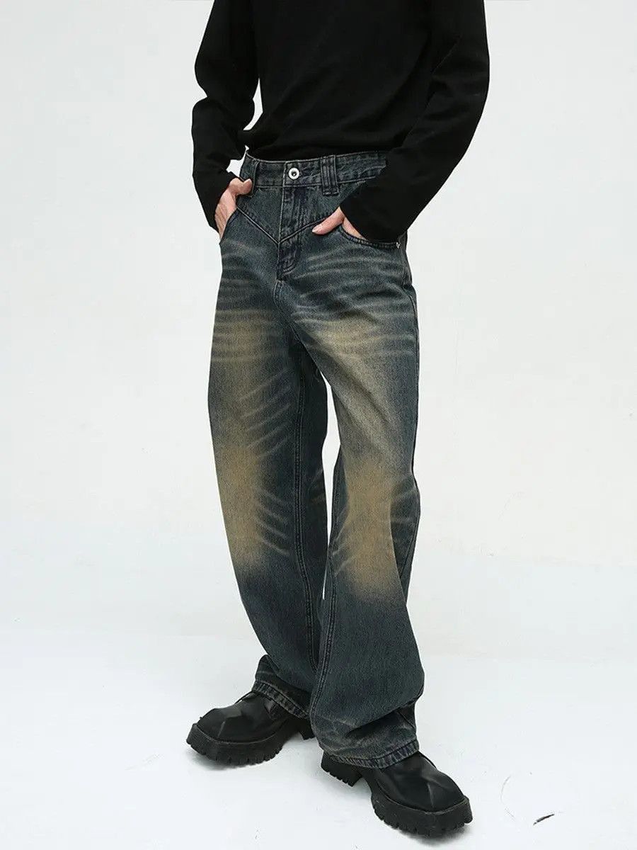 Japanese Brand Retro loose straight leg cat whisker jeans Size US 32 / EU 48 - 4 Thumbnail