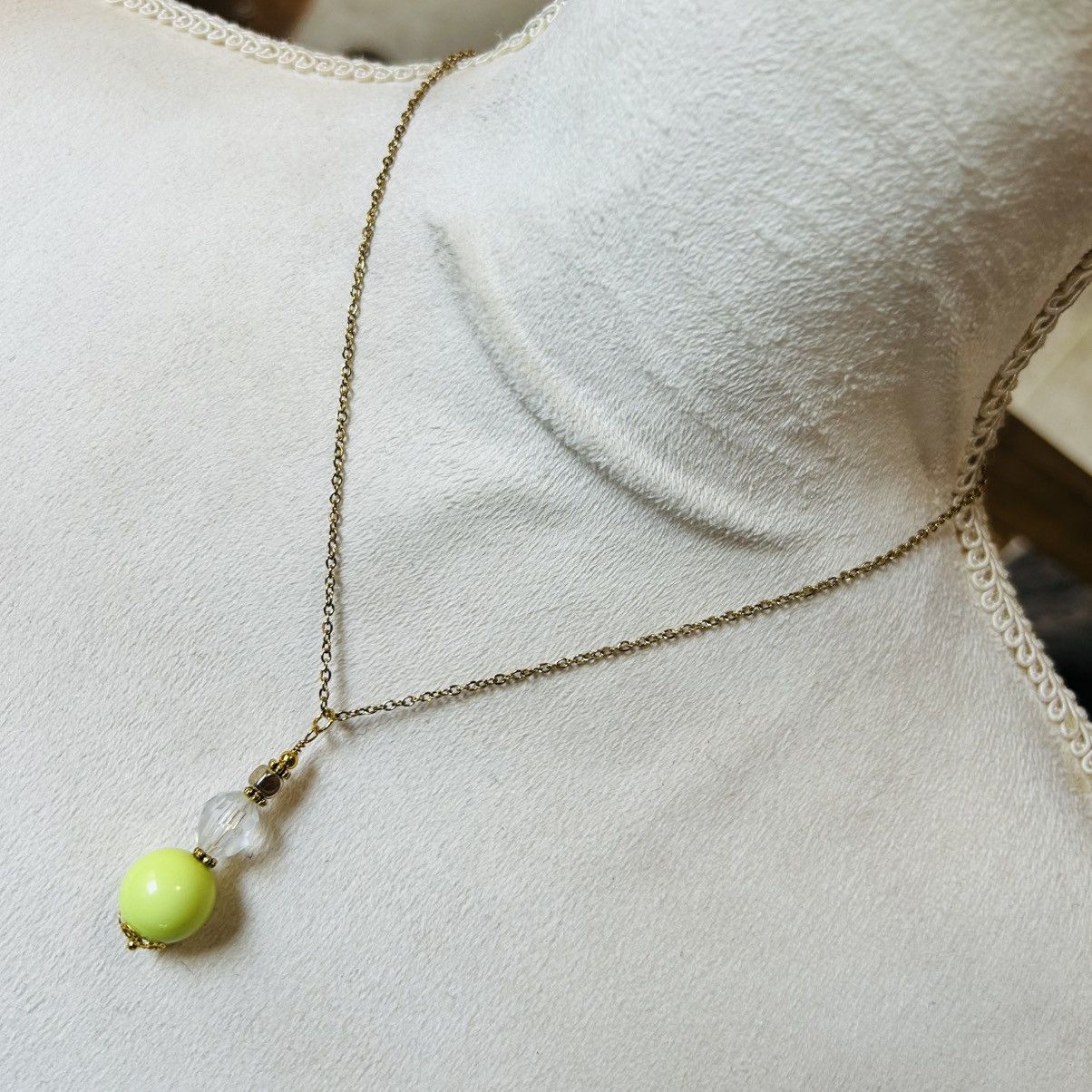 Handmade Handcrafted vintage bead faceted glass crystal drop necklace Size ONE SIZE - 2 Thumbnail