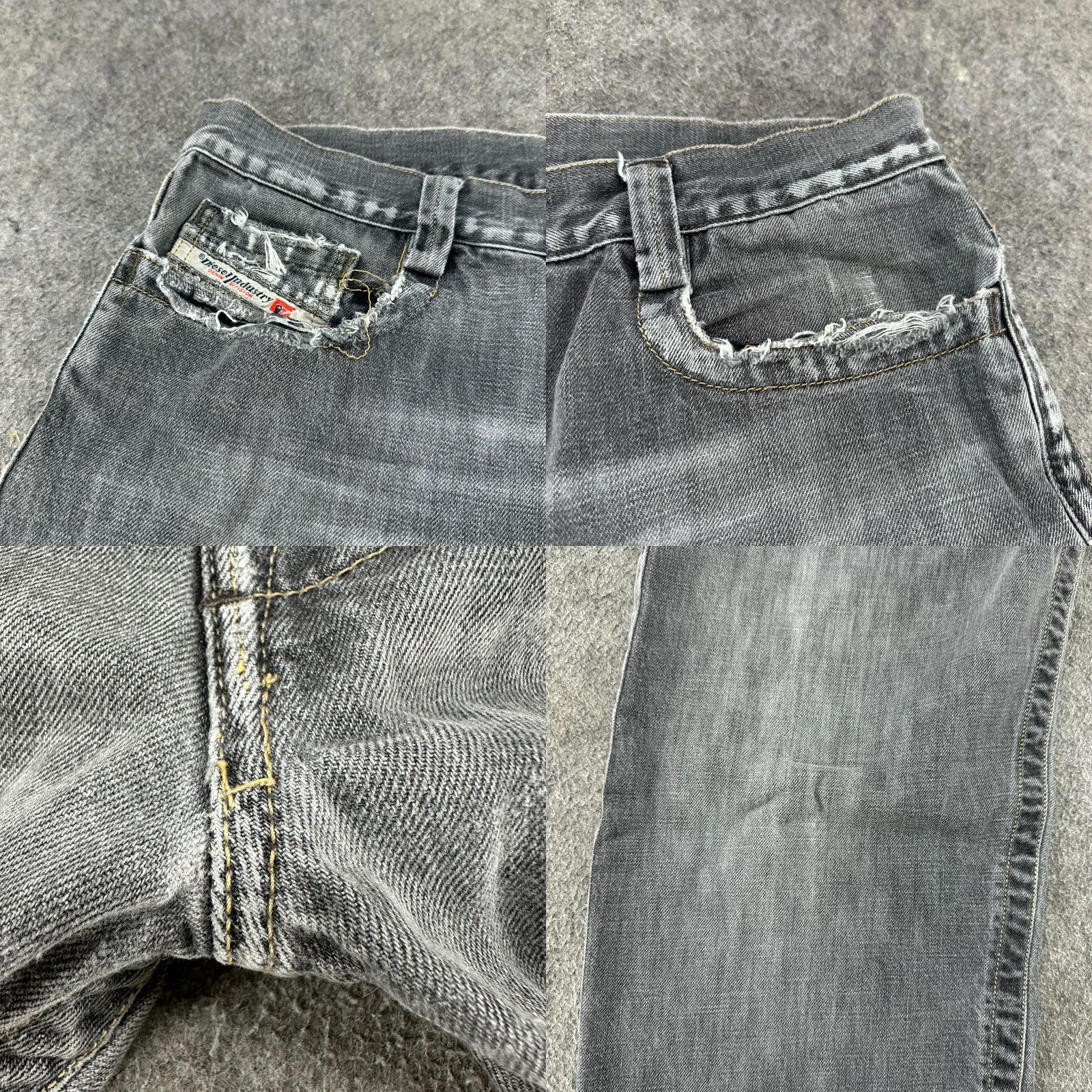 Diesel VINTAGE Diesel Jeans Mens 34x29 Gray Distressed Slim Straight 5-Pocket Denim Cotton Cotton Blend City 90s Bohemian Retro Theme Mens Size US 34 / EU 50 - 8 Thumbnail