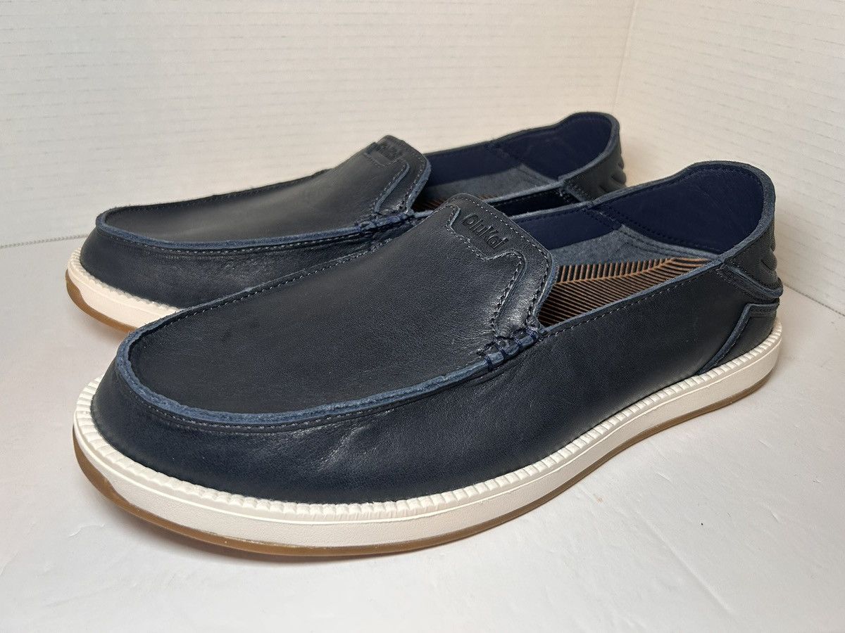 OluKai‎ Kakaha Nia Mens 9.5 Mood Indigo Blue Leather Slip On Shoes Loafers OLUKAI KAKAHA NIA MOOD INDIGO LEATHER | Mercari main image 4
