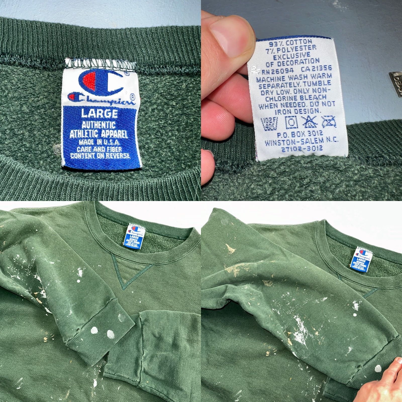 Champion VINTAGE Champion Sweatshirt Crewneck 90s Green Large Mens Size US L / EU 52-54 / 3 - 8 Thumbnail