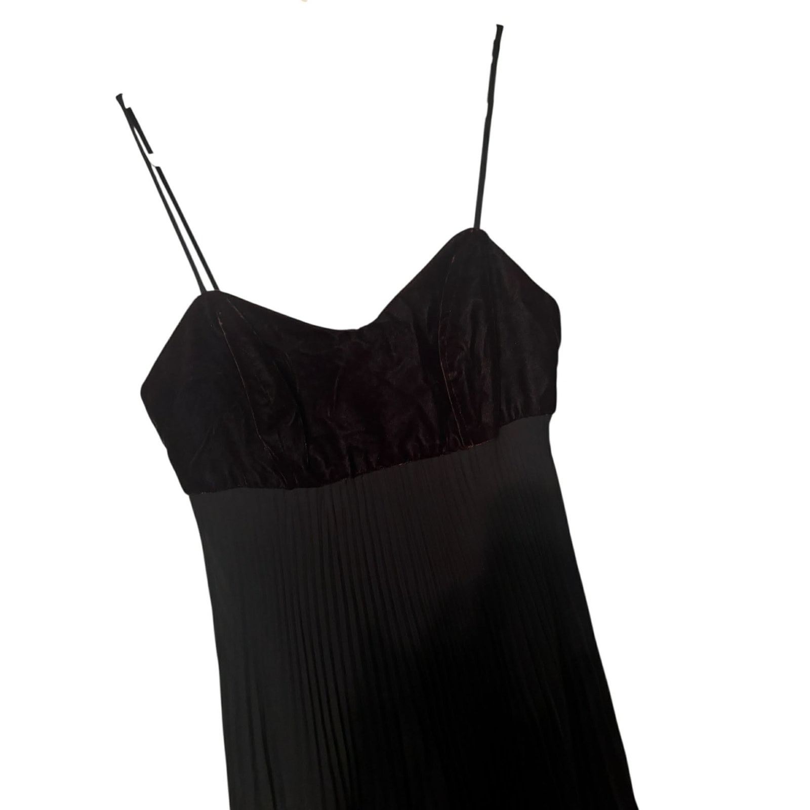 Other ABS Allen Schwartz Black Velvet Chiffon Pleated Dress Sz 4 Size S / US 4 / IT 40 - 3 Thumbnail