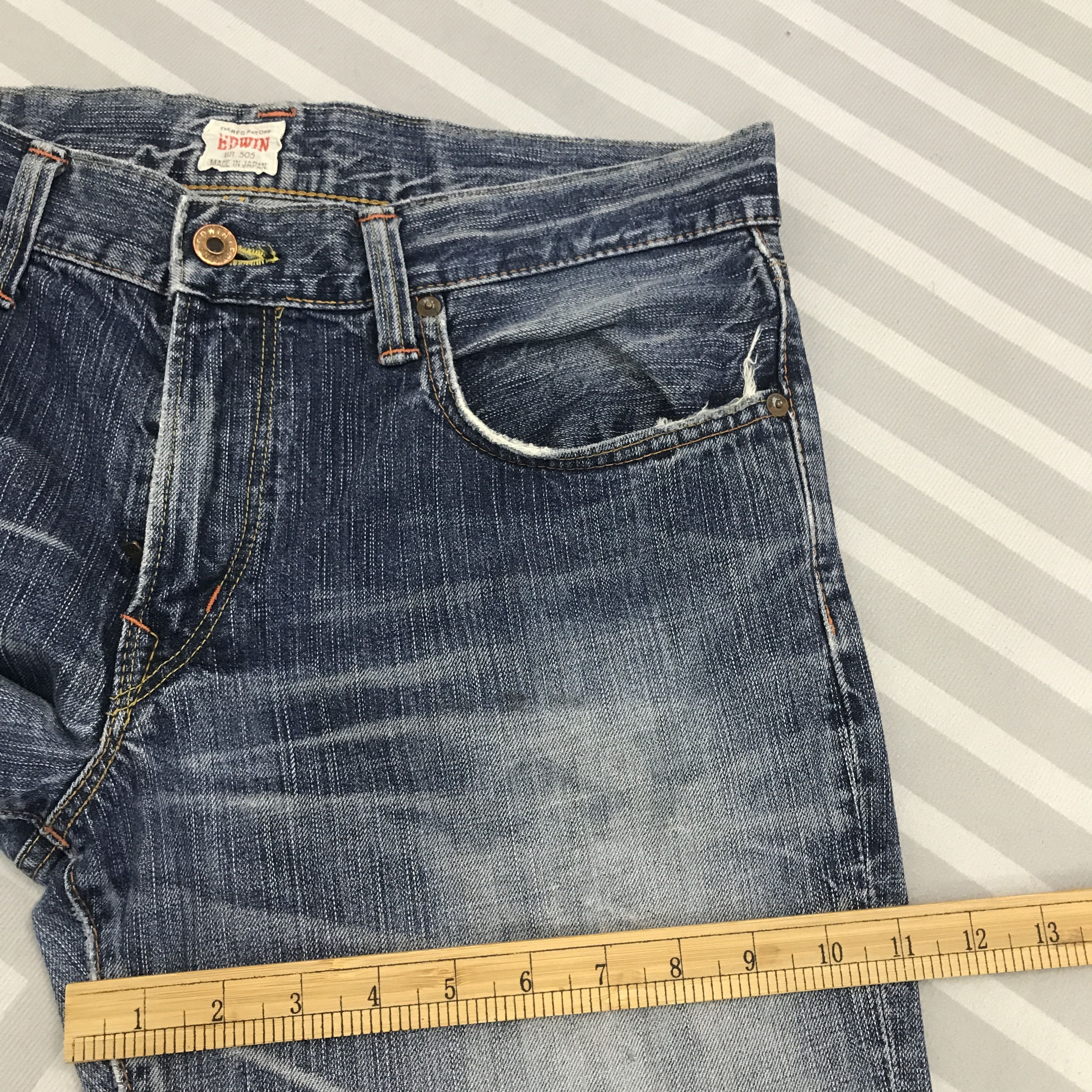 Edwin × Vintage Vtg Flare Edwin 505 Bootcut Distressed denim pants Size US 32 / EU 48 - 10 Thumbnail